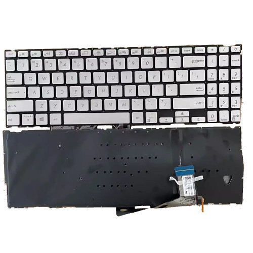 Tastatura Laptop, Asus, ZenBook 15 UX534F, UX534FA, UX534FAC, UX534FT, UX534FTC, iluminata, argintie, layout US