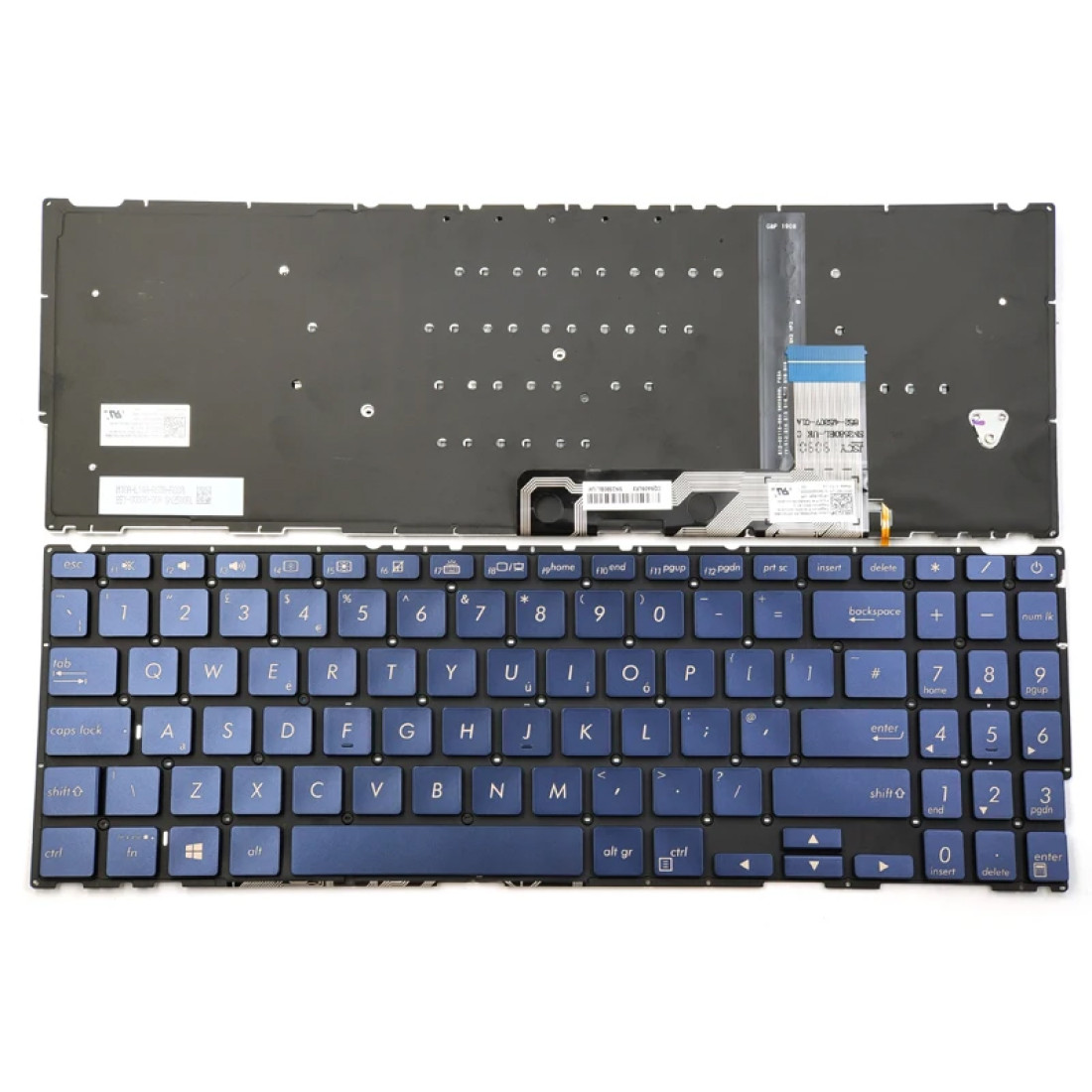 Tastatura Laptop, Asus, ZenBook 15 UX534F, UX534FA, UX534FAC, UX534FT, UX534FTC, iluminata, albastra, layout US