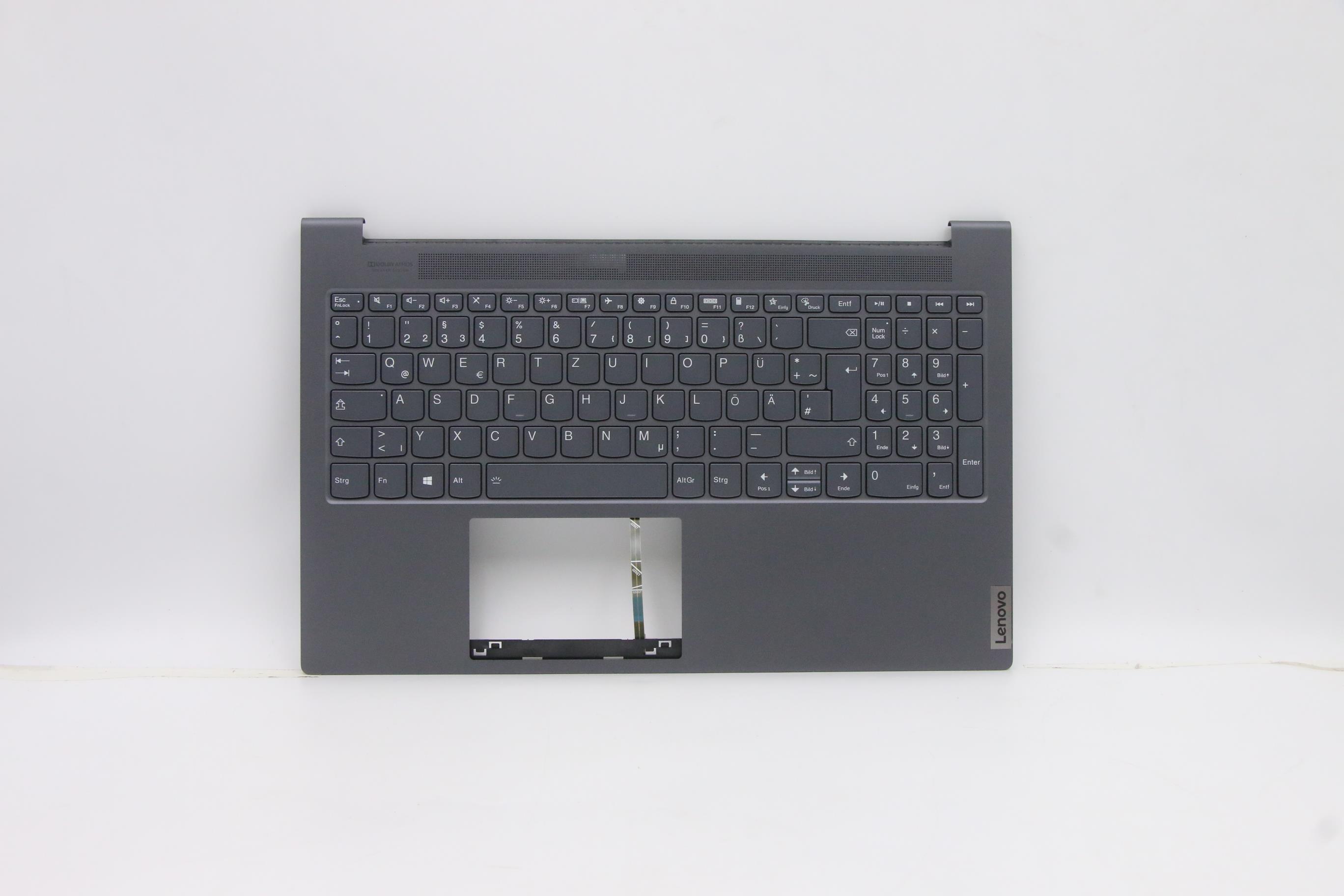 Carcasa superioara cu tastatura palmrest Laptop, Lenovo, Yoga Slim 7-15IIL05 Type 82AA, 5CB0X55821, 4BLS2TALV30 3A, iluminata, gri, layout DE (germana)