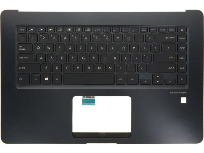 Carcasa superioara cu tastatura palmrest Laptop, Asus, ZenBook Pro UX550G, UX550GD, UX550GDX, UX550GEX, 90NB0HW3-R31US0, UX550GE-1C, 13NB0HV3AM0501, 3BBKHTCJN60, iluminata, albastra, fingerprint, layout US