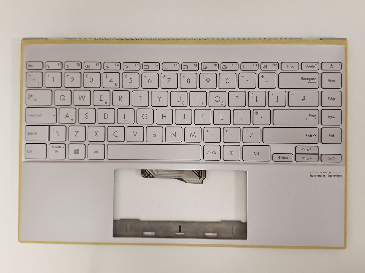 Carcasa superioara cu tastatura palmrest Laptop, Asus, ZenBook 14 UM425I, UM425IA, 90NB0RT2-R31UI1, 90NB0RT2-R31UI0, UX425IA-2P, iluminata, argintie, layout US