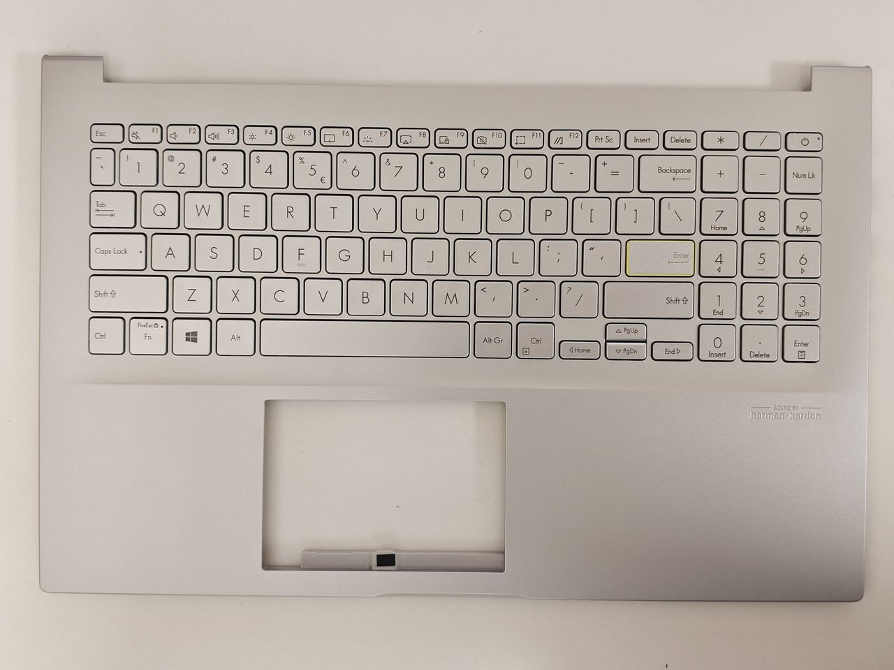 Carcasa superioara cu tastatura palmrest Laptop, Asus, VivoBook 15 S513E, S513EA, S513EP, S513I, S513IA, S513U, S513UA, 90NB0RR3-R32UI0, X513IA-2D, 13N1-BAA0G01, 13N1-BQM0201, iluminata, argintie, layout US