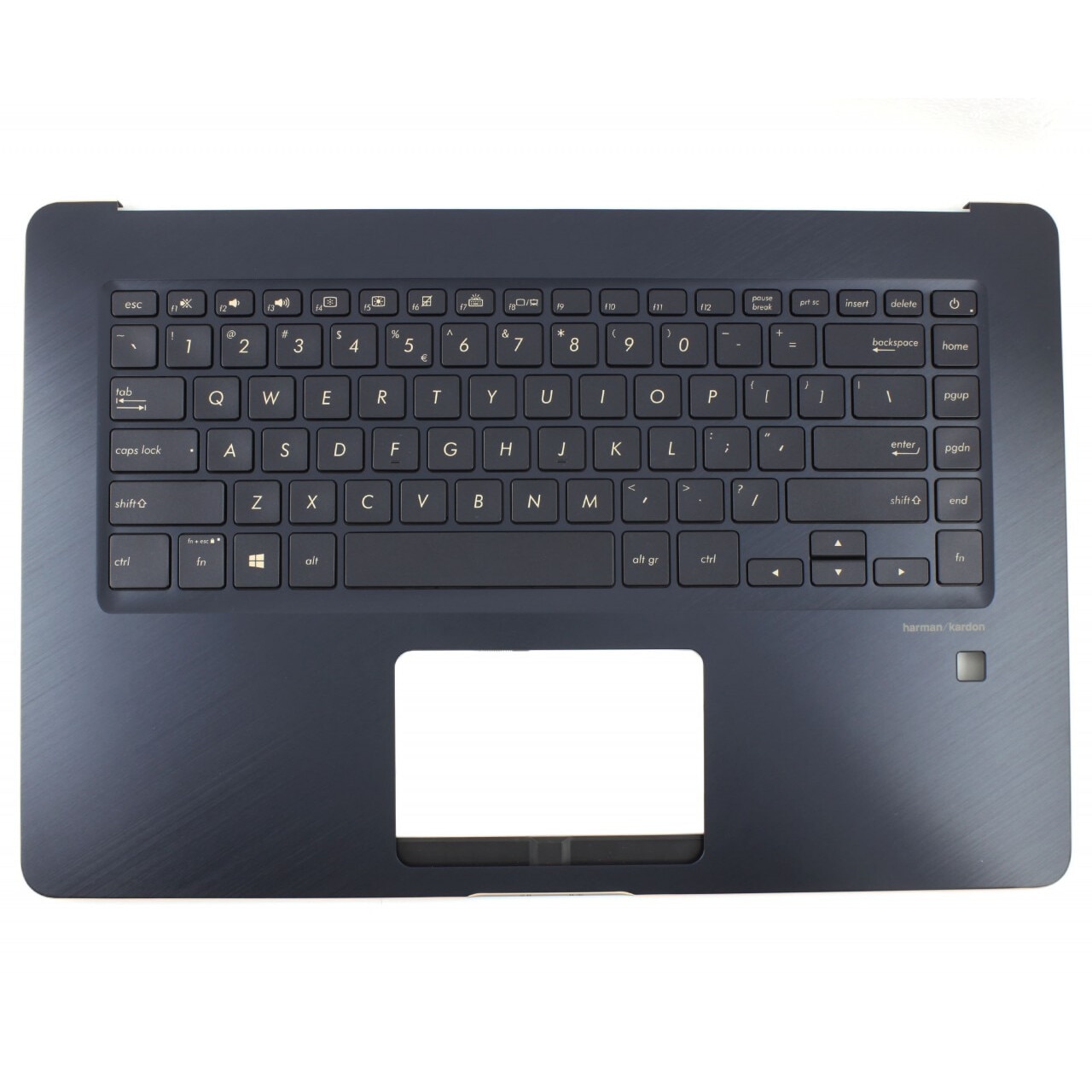 Carcasa superioara cu tastatura palmrest Laptop, Asus, ZenBook Pro UX550G, UX550GD, UX550GE, 90NB0HW3-R31US0, UX550GE-1C, 13NB0HV3AM0501, 3BBKHTCJN60, iluminata, albastra, fingerprint, layout US