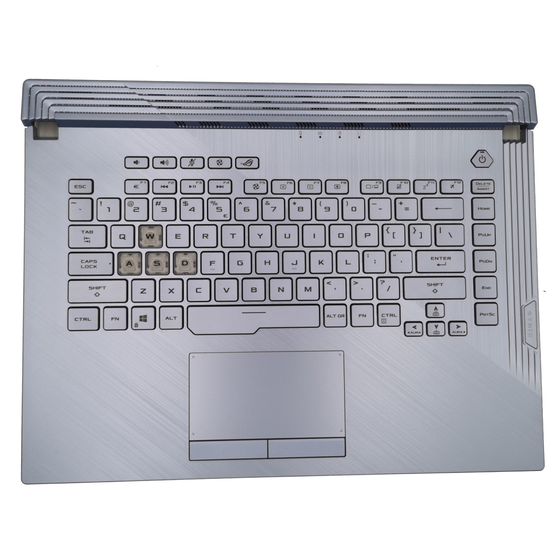 Carcasa superioara cu tastatura palmrest Laptop Gaming, Asus, ROG Strix G G531G, G531GU, 90NR01J6-R31US0, 90NR01J6-R31UI0, G531GU-1F, iluminata, conector RGB 8 pini, conector touchpad 8 pini, layout US