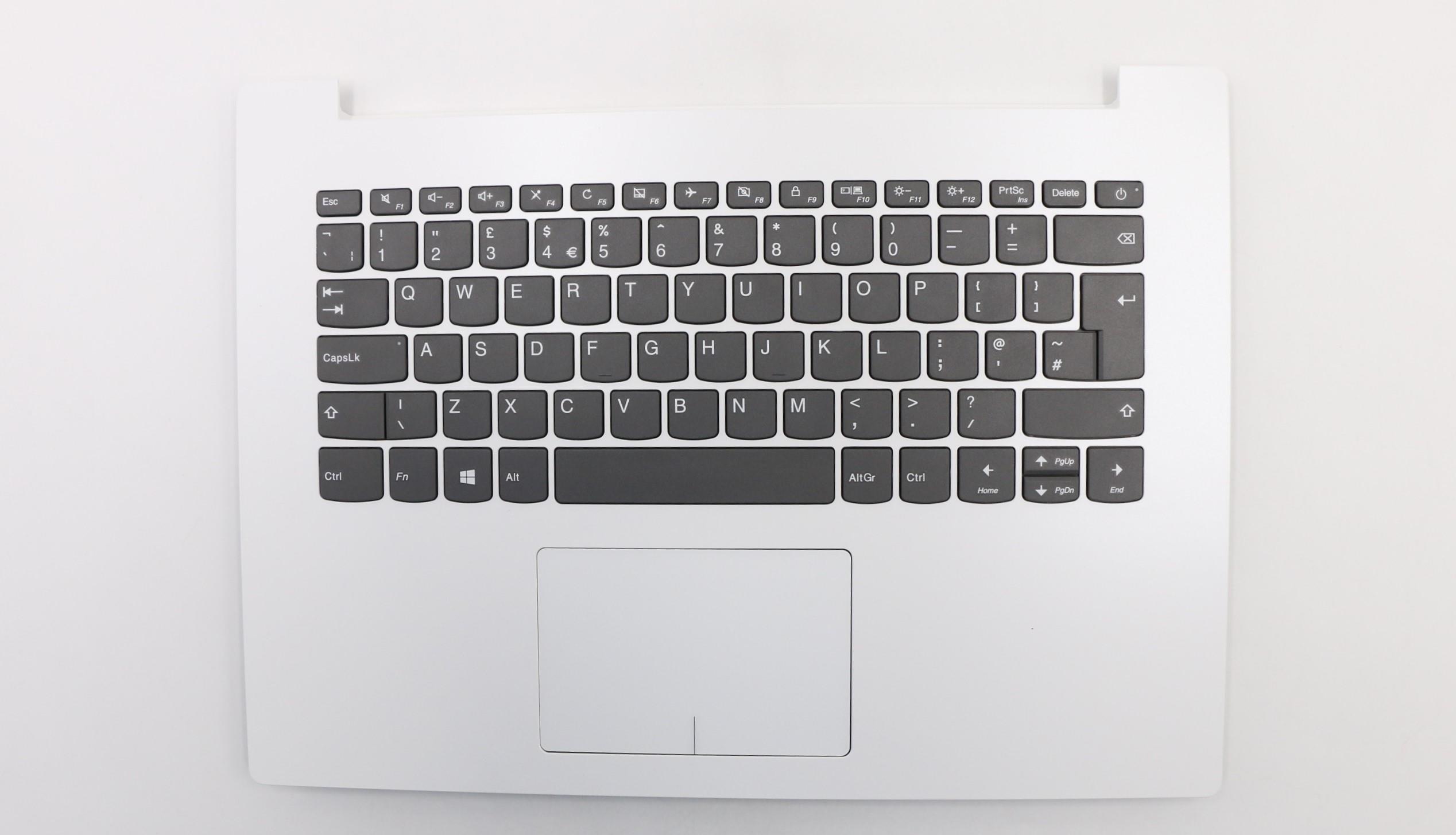 Carcasa superioara cu tastatura palmrest Laptop, Lenovo, IdeaPad 330-14IGM Type 81D0, 81G2, 5CB0N82368, AP13N000300, AM13N000100, DG421, alba, layout UK