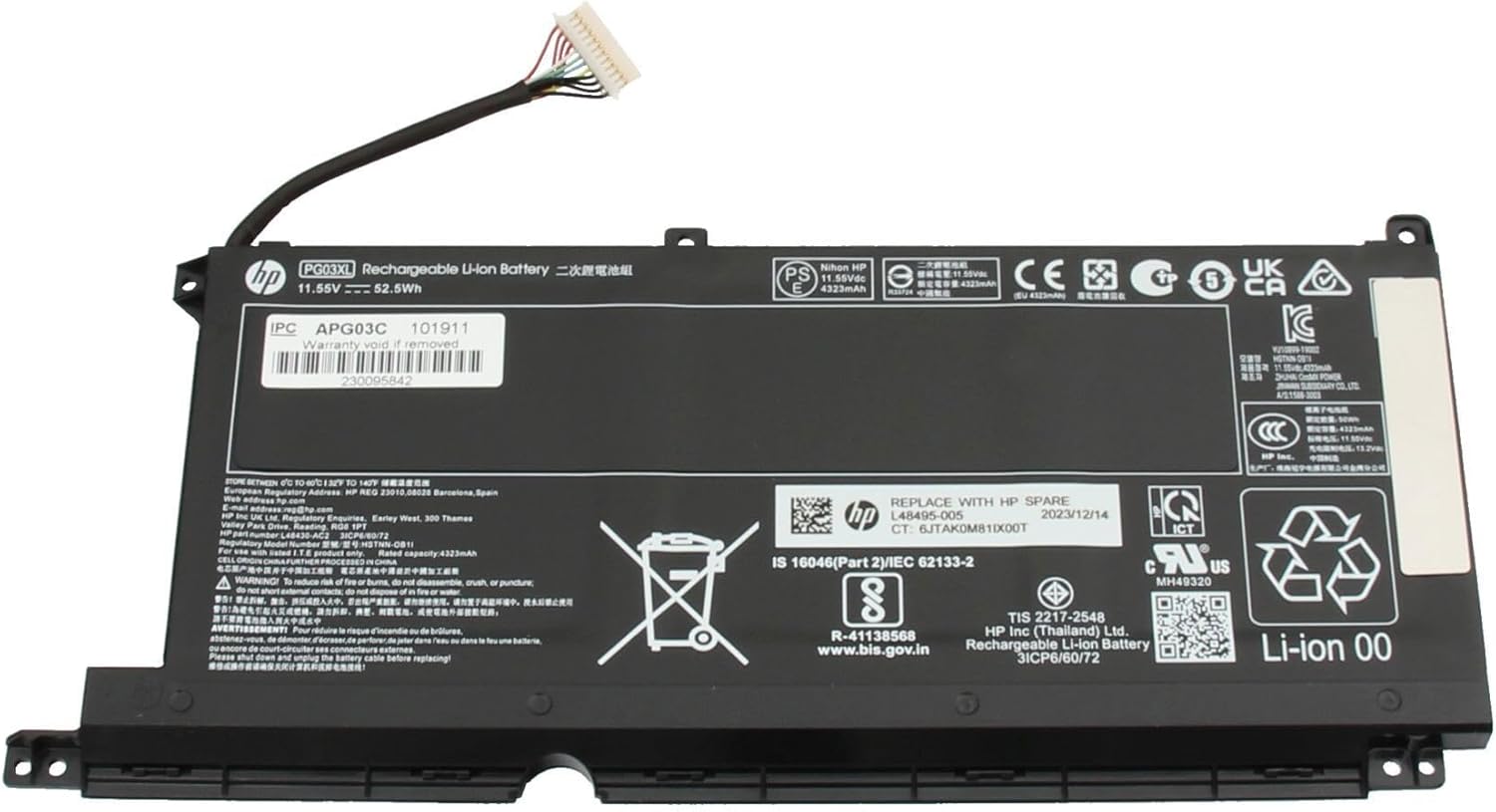 Baterie Laptop, HP, L48430-AC1, L48430-AC2, L48430-2C1, L48430-2B2, L48485-005, L48495-005, PG03XL, 3ICP6/60/72, HSTNN-OB1I, HSTNN-DB9G, PG03052XL, 11,55V, 4323mAh, 52.5Wh