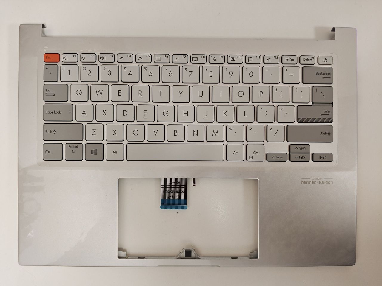 Carcasa superioara cu tastatura palmrest Laptop, Asus, VivoBook Pro 14X M7400Q, M7400QC, M7400QE, 90NB0U44-R30US0, 39XJDTAJN00, X7400PC-8S, iluminata, argintie, layout US