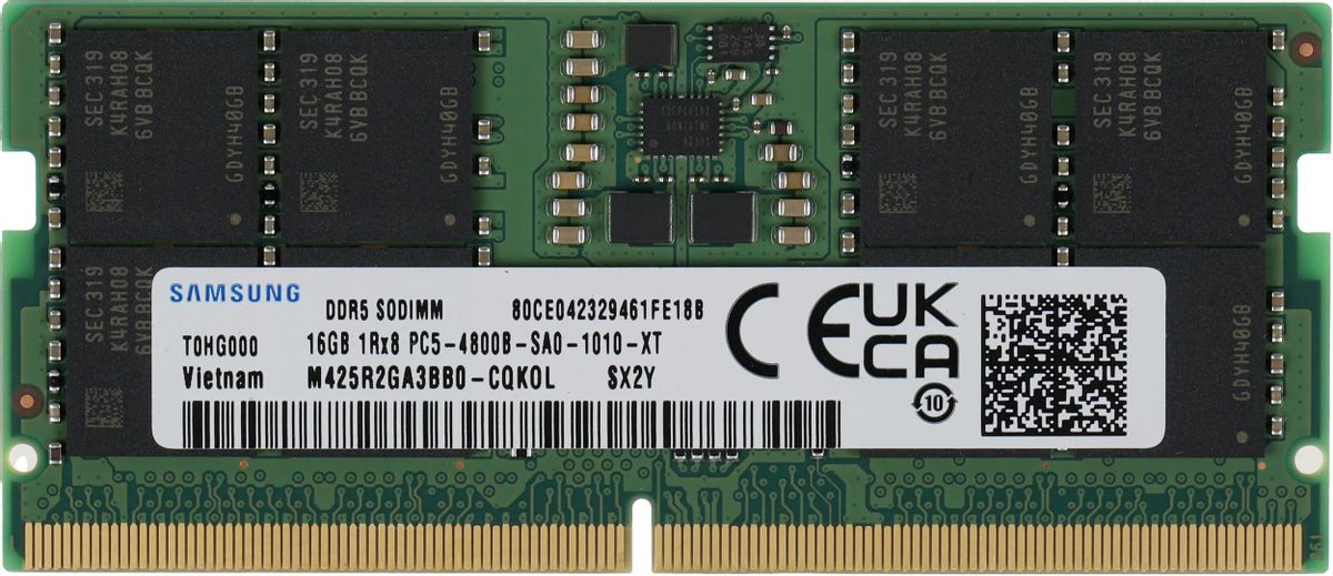 Memorie ram Laptop Samsung 16GB, DDR5, 1Rx8, 5600Mhz, PC5-5600B, M425R2GA3BB0-CQK0L, PC5-44800, CL40, Non-ECC, sodimm, 262 pini