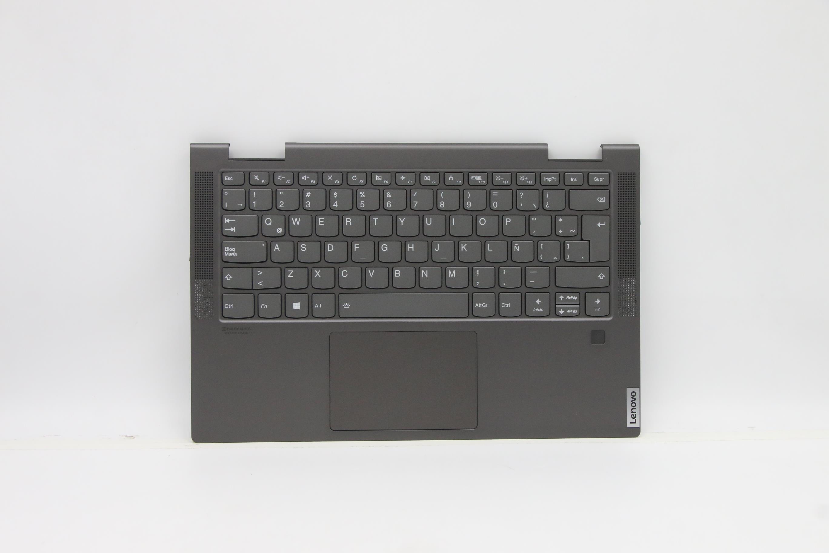 Carcasa superioara cu tastatura palmrest Laptop, Lenovo, Yoga C740-14IML Type 81TC, 5CB0U43932, AM1FG000100, iluminata, gri, layout UK