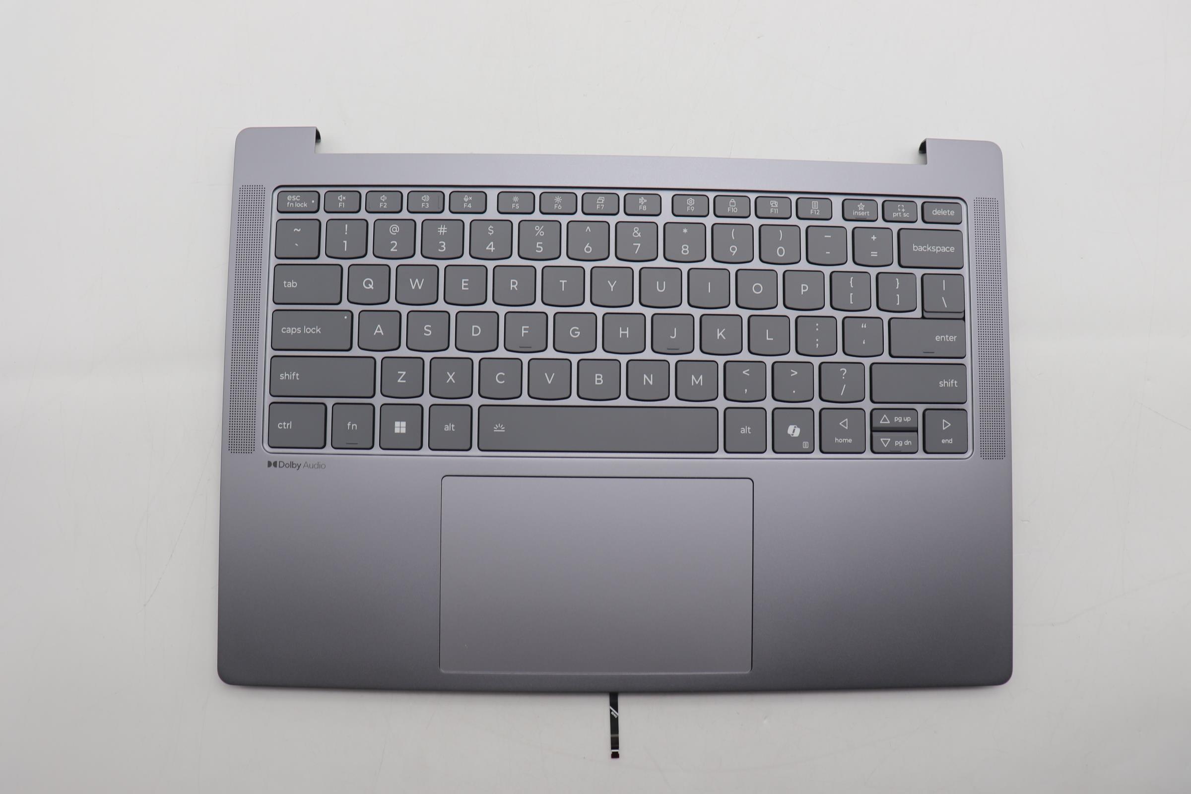 Carcasa superioara cu tastatura palmrest Laptop, Lenovo, IdeaPad Slim 5 14IRH10R Type 83J0, 5CB1Q64059, HQ25202001Z20, iluminata, Luna Grey, layout US