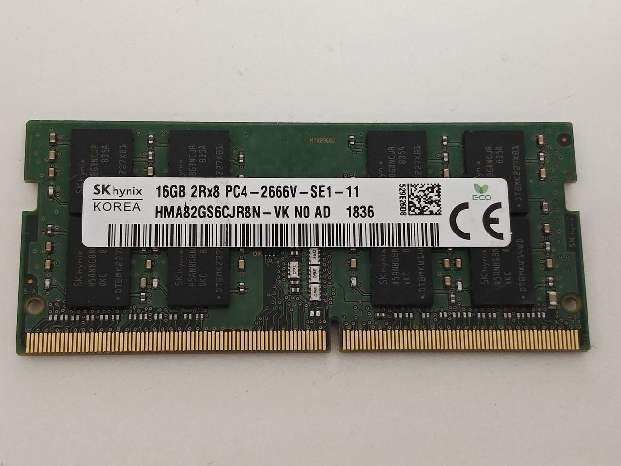 Memorie ram Laptop SK Hynix 16GB, DDR4, 2Rx8, PC4-2666V, 2666Mhz, HMA82GS6CJR8N-VK, PC4-21300, CL19, Non-ECC, sodimm, 260 pini