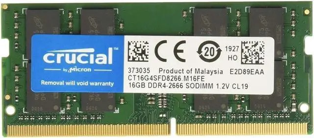 Memorie ram Laptop Crucial 16GB, DDR4, 2Rx8, PC4-2666V, 2666Mhz, CT16G4S266M.M16FE, PC4-21300, CL19, Non-ECC, sodimm, 260 pini