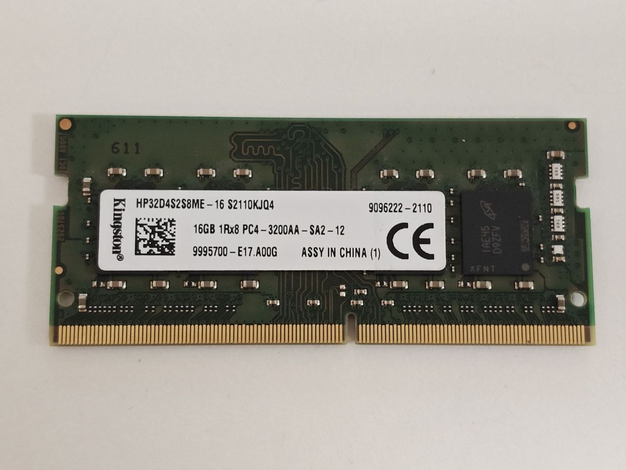 Memorie ram Laptop Kingston 16GB, DDR4, 1Rx8, PC4-3200AA, 3200Mhz, HP32D4S2S8MF-16, PC4-25600, CL22, Non-ECC, sodimm, 260 pini