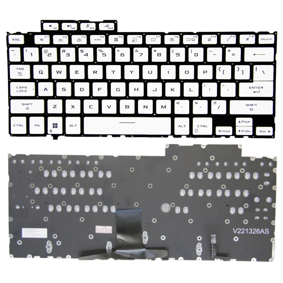 Tastatura Laptop Gaming, Asus, ROG Flow X13 GV302V, GV302VU, GV302X, GV302XA, GV302XI, GV302XV, GV302XU, iluminata, alba, layout US