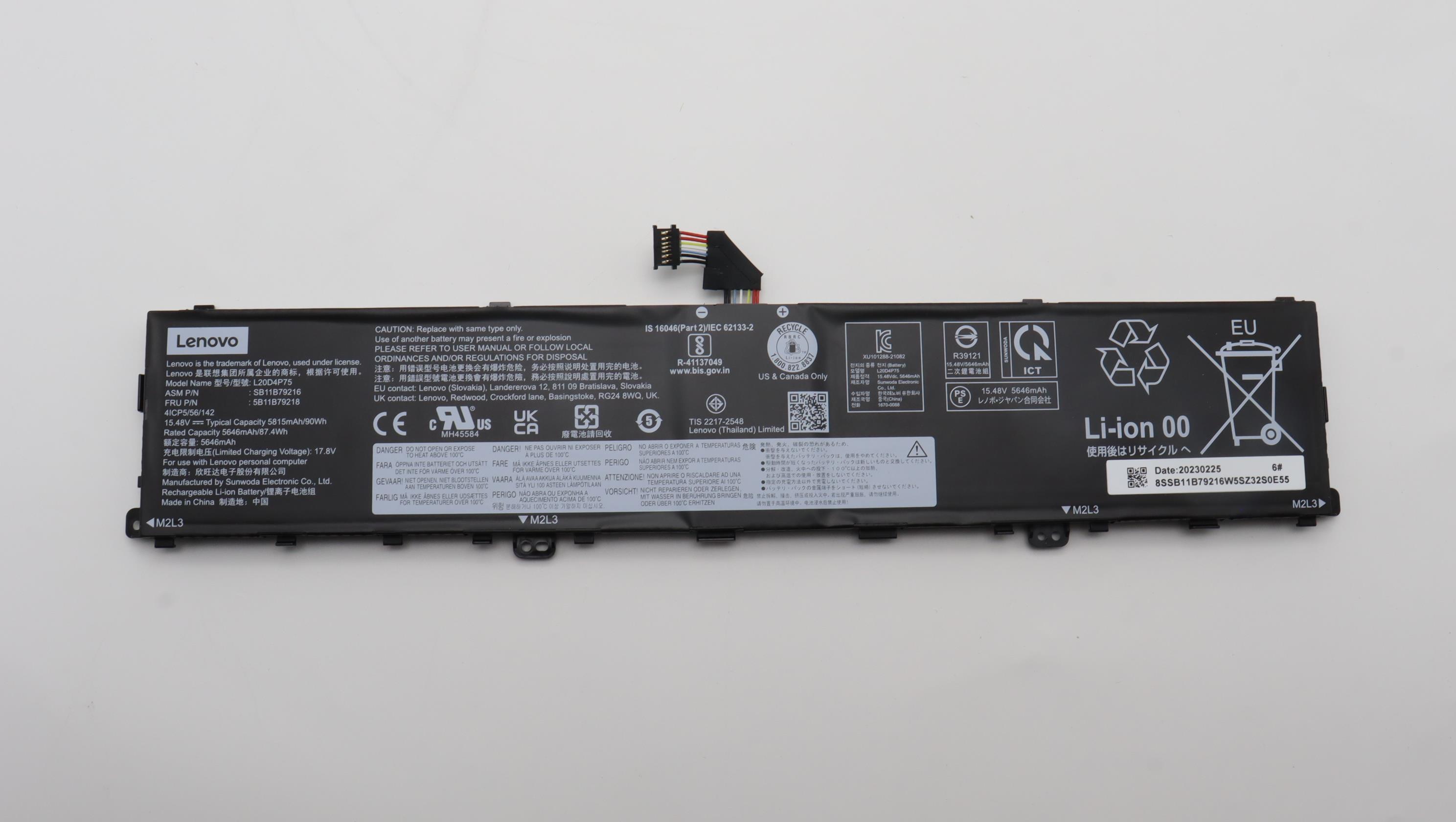 Baterie Laptop, Lenovo, ThinkPad X1 Extreme Gen 4 Type 20Y5, 20Y6, 5B11B79218, 4ICP5/56/142, L20D4P75, 15.52V, 5646mAh, 90Wh