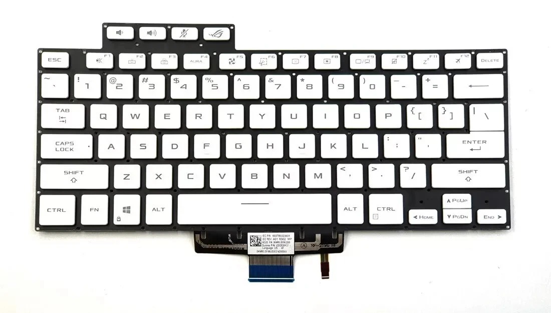 Tastatura Laptop Gaming, Asus, ROG Zephyrus M16 GU603H, GU603HE, GU603HM, GU603HR, GU603V, GU603VI, GU603VU, GU603VV, GU603ZE, GU603ZI, GU603ZM, GU603ZV, GU603ZW, GU603ZX, iluminata, alba, layout US