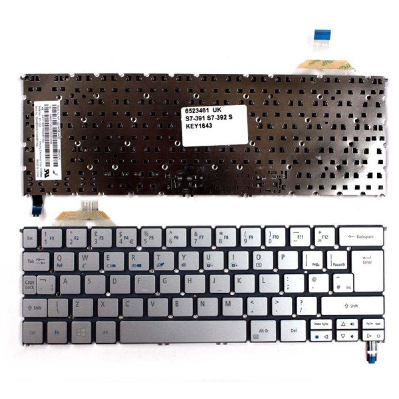 Tastatura Laptop, Acer, Aspire S7-391, S7-392, S7-393, iluminata, argintie, layout UK