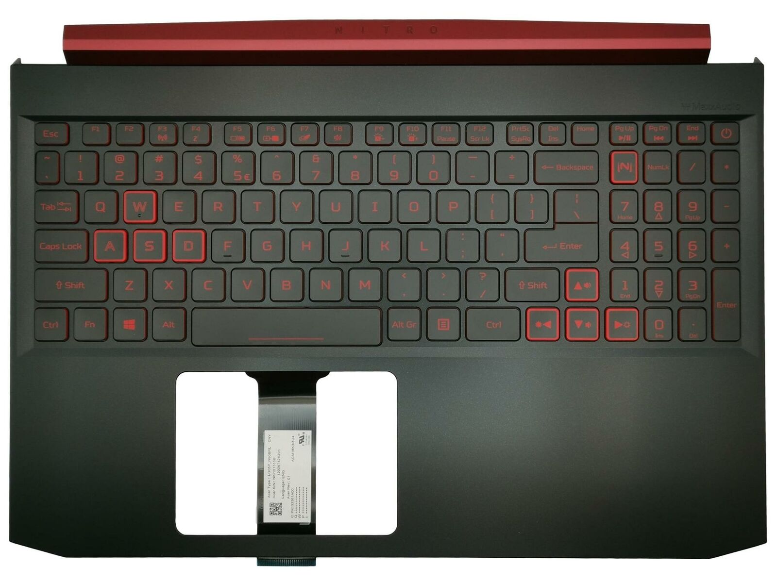 Carcasa superioara cu tastatura palmrest Laptop, Acer, Aspire Nitro 5 AN515-54, 6B.Q5BN2.001, cu iluminare, pentru GTX 1660Ti, layout US