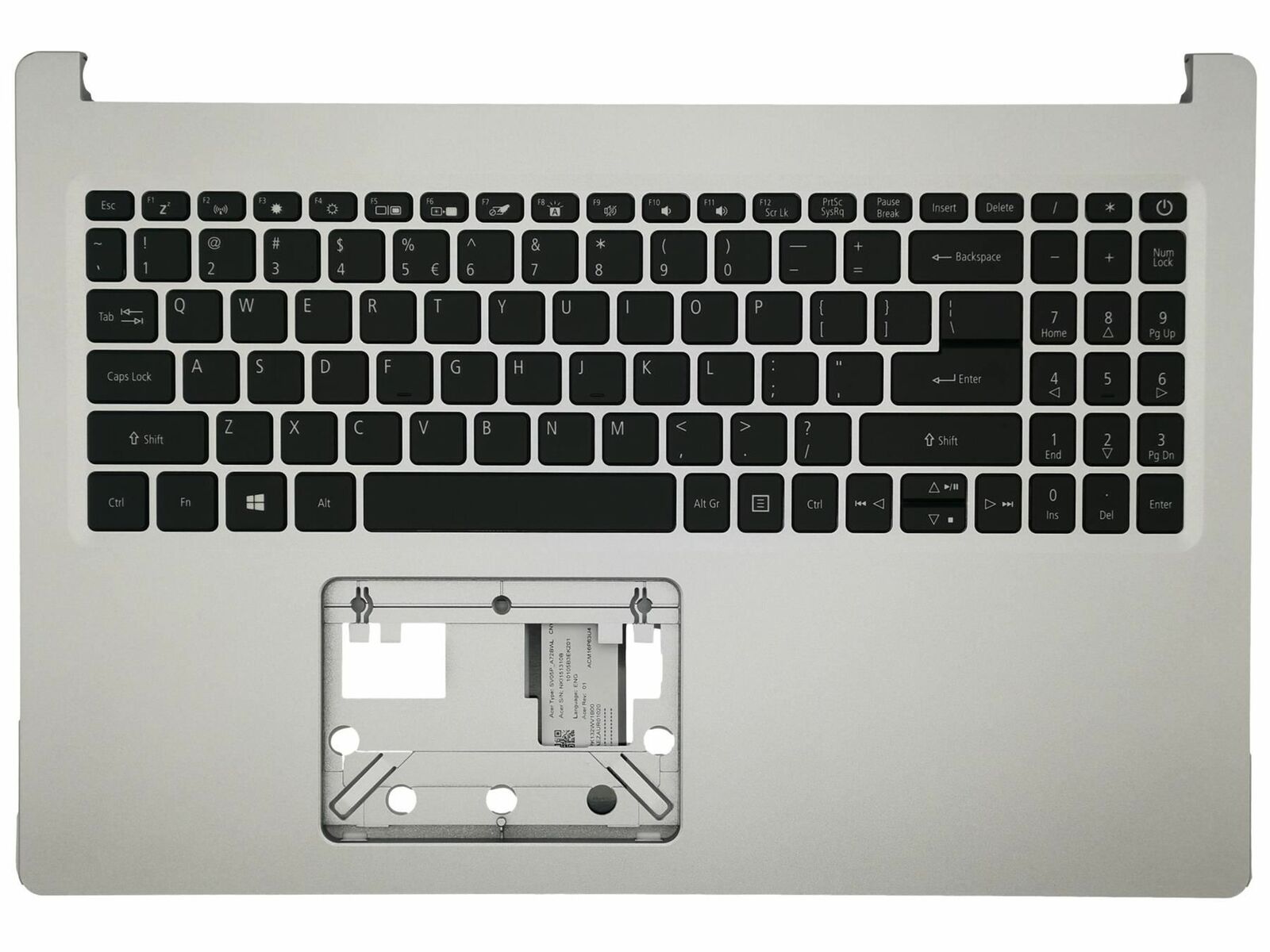 Carcasa superioara cu tastatura palmrest Laptop, Acer, Aspire A515-44, A515-44G, 6B.HWCN7.030, cu iluminare, argintie, layout US