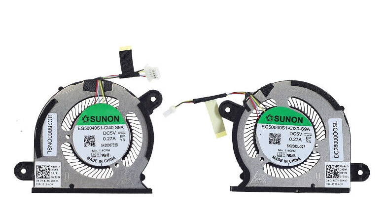 Set coolere Laptop, Dell, XPS 13 9300 (2020), XPS 9310, EG50040S1-CI40-S9A, EG50040S1-CI130-S9A, DC28000ONSL, DC28000OOSL, 0WX28K, 0FRK0V, WX28K, FRK0V, 5V 0.27A