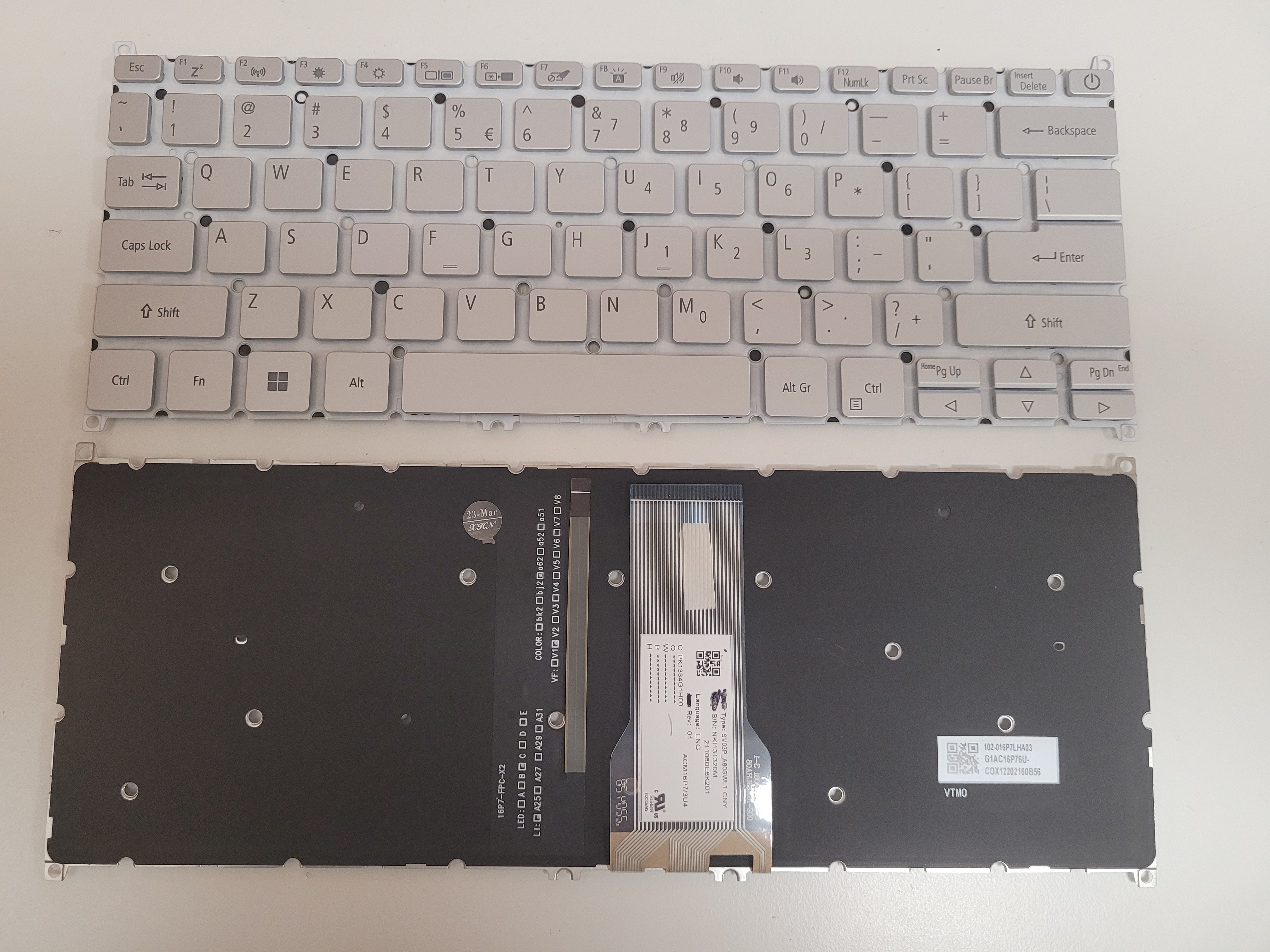 Tastatura Laptop, Acer, Aspire 5 A514-52, A514-52G, A514-52K, iluminata, argintie, layout US