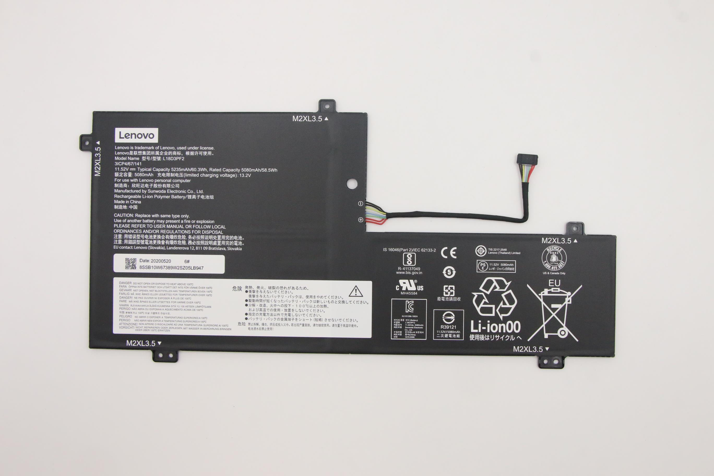 Baterie Laptop, Lenovo, Yoga C740-15IML Type 81TD, 3ICP4/67/141, L18D3PF2, 11.52V, 5080mAh, 60.3Wh