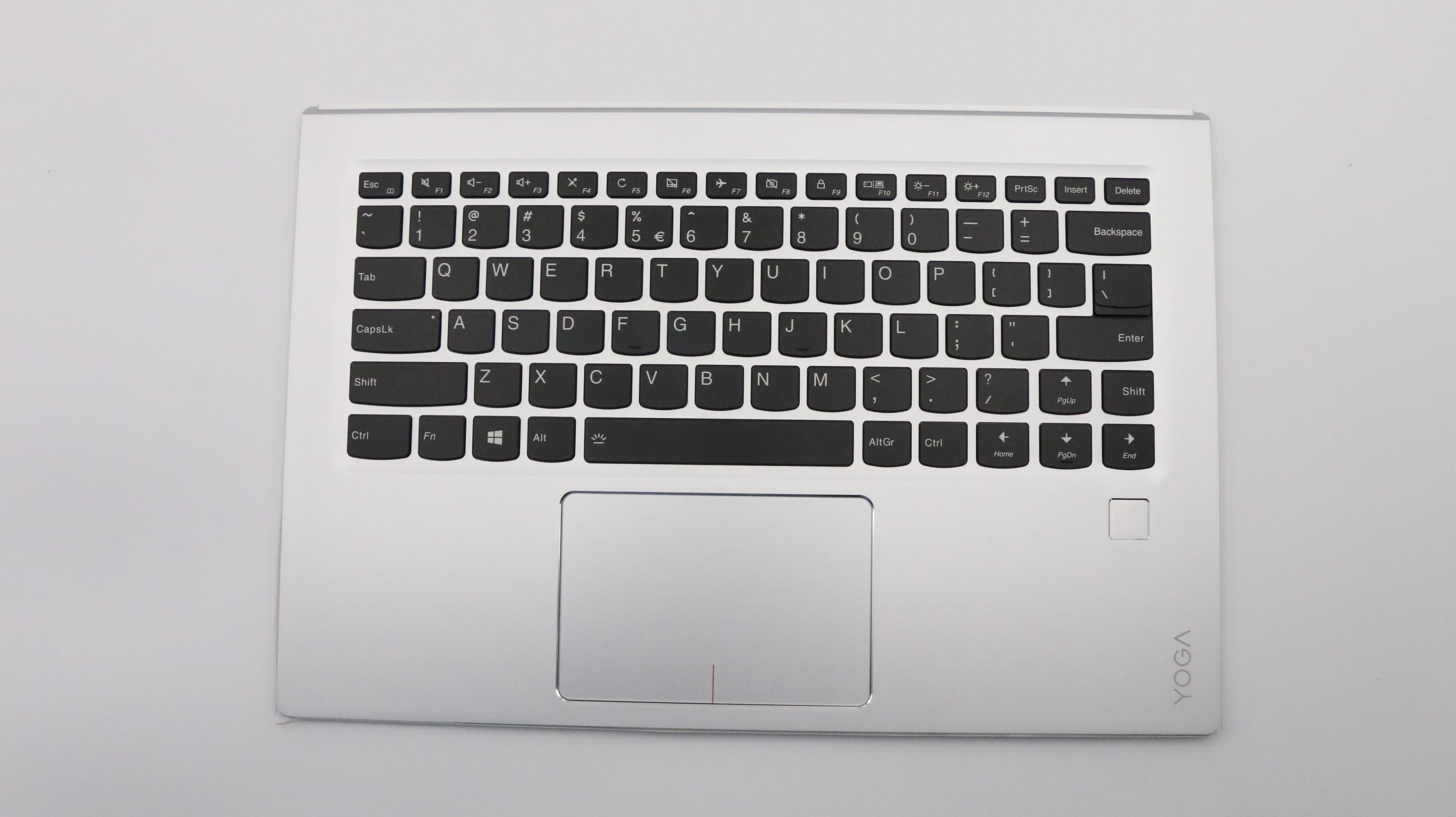 Carcasa cu tastatura Laptop, Lenovo, Yoga 910-13IKB Type 80VG, 80VF, 5CB0M35044, iluminata, argintie, layout US