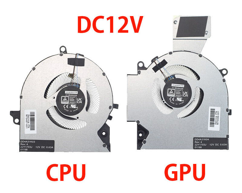 Set coolere Laptop Gaming, HP, OMEN 16-B, 16-C, TPN-Q265, TPN-Q267, M75488-001, M75487-001, ND8CC02-20K25, D8CC02-20K26, 12V, 0.5A, 6.00W, pentru placa video RTX 2060, RTX 3060,  RTX 3070