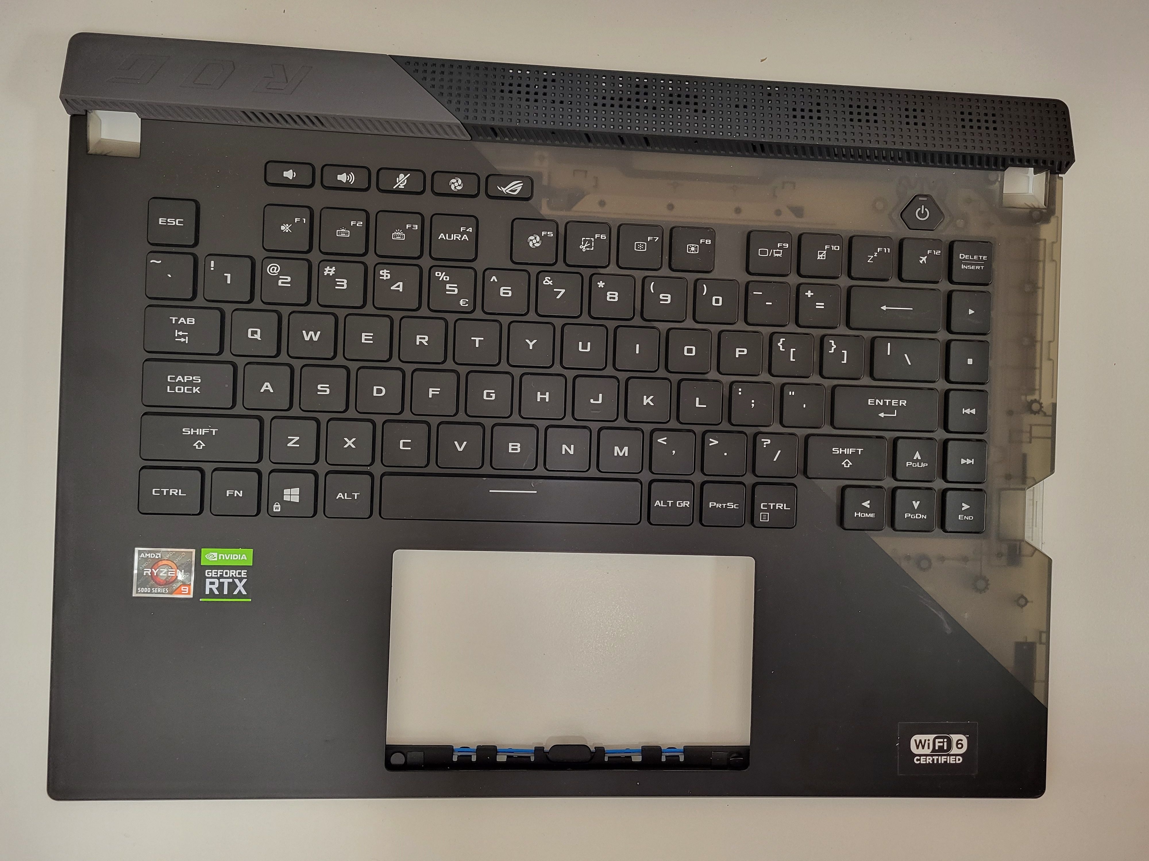 Carcasa superioara cu tastatura palmest Laptop, Asus, ROG Strix Scar 15 G533QM, G533QR, G533QS, iluminata RGB, 0KNR0-4630UI00, 90NR0541-R31UI0, layout US