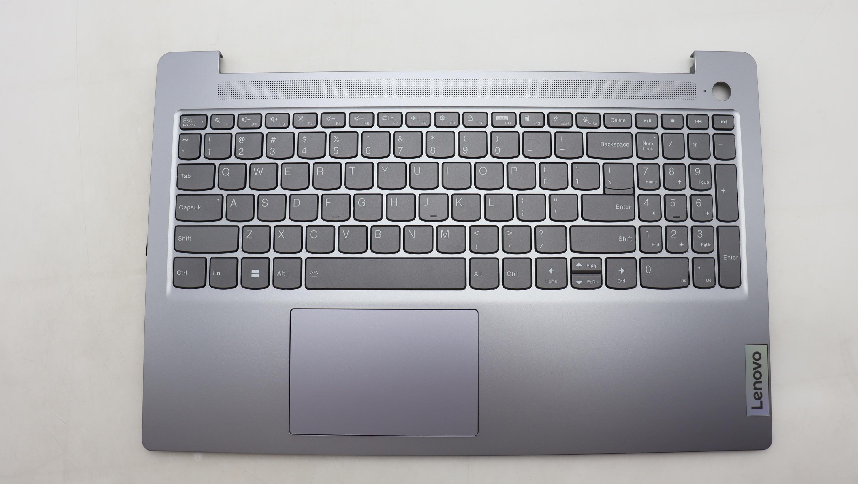 Carcasa superioara cu tastatura palmrest Laptop, Lenovo, IdeaPad Slim 3 15IRH8 Type 83EM, 5CB1M46881, AP2XP000300, Arctic Grey, iluminata, layous US