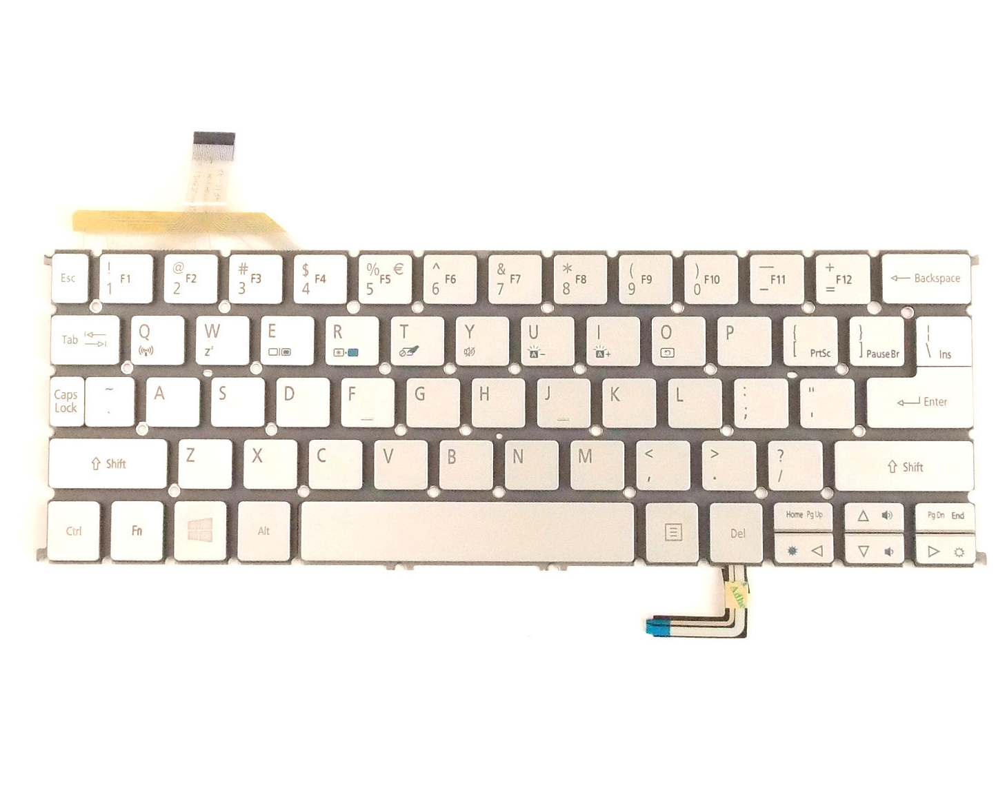 Tastatura Laptop, Acer, Aspire S7-191, iluminata, argintie, layout US