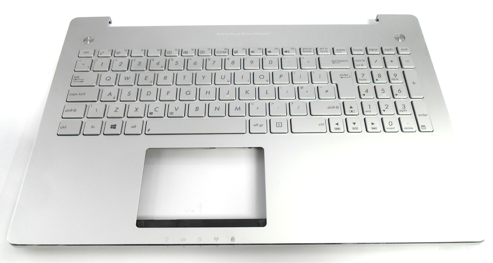 Carcasa superioara cu tastatura palmrest Laptop, Asus, N550, N550J, N550JA, N550JK, N550JV, N550LF, R552, R552JK, R552JV, R552LF, argintiu, cu iluminare