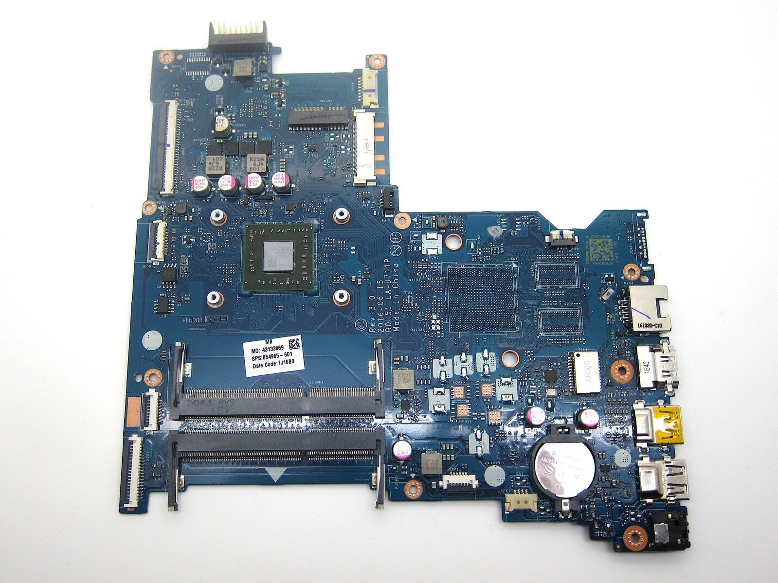 Placa de Baza, HP 250 G5, 255 G5, 15-BA, BDL51 LA-D711P Rev: 3.0, AMD A6-7310, AM7310ITJ44JB, SPS 854965-001