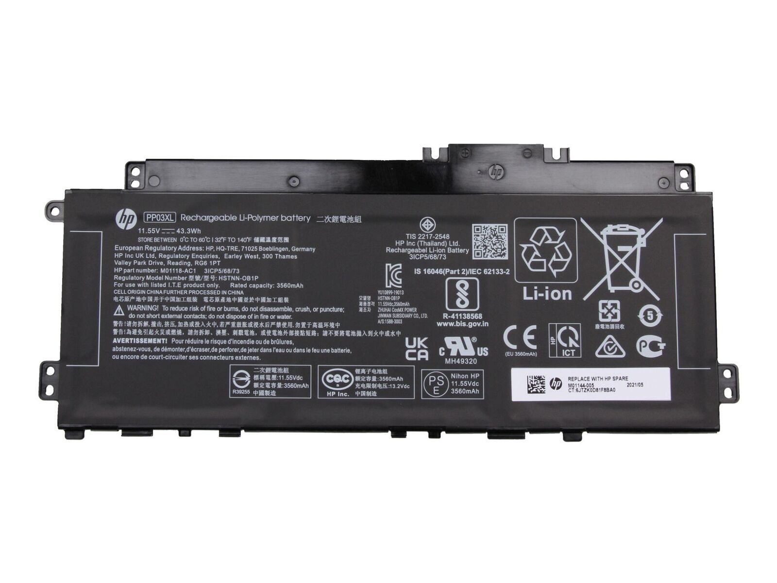 Baterie Laptop, HP, Pavilion 14-DK, 14-DW, 14-EC, 14-DV, 13-BB, 15-EH, TPN-Q244, HSTNN-DB9X, HSTNN-OB1P, HSTNN-LB8S, M-1119-241, L83388-AC1, L83388-421, PP03XL, M01144-005, 11.55V, 3560mAh, 43.3Wh