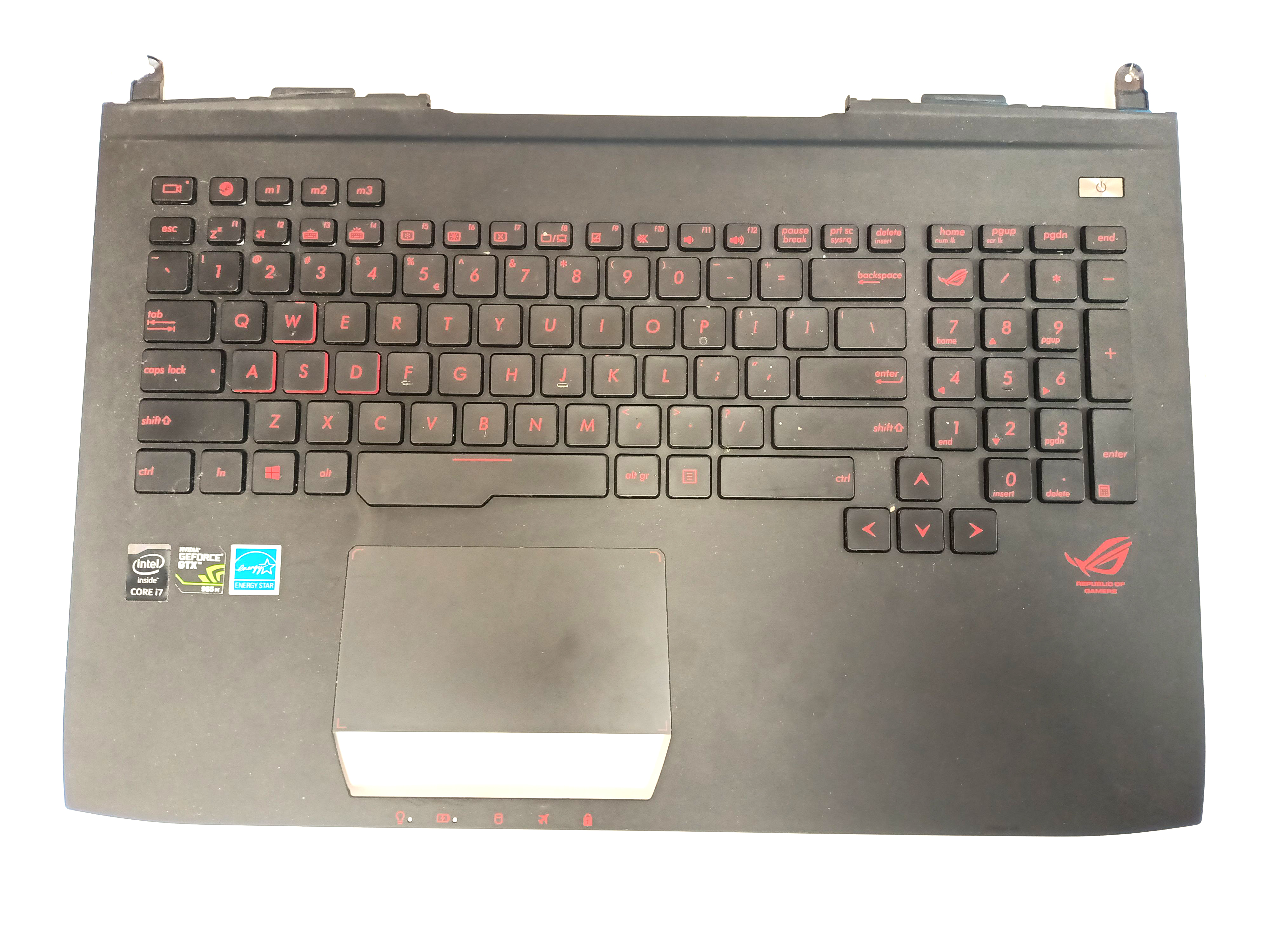 Carcasa superioara cu tastatura palmrest Laptop, Asus, ROG G751, G751J, G751JY, G751JT, G751JT, cu iluminare, layout us