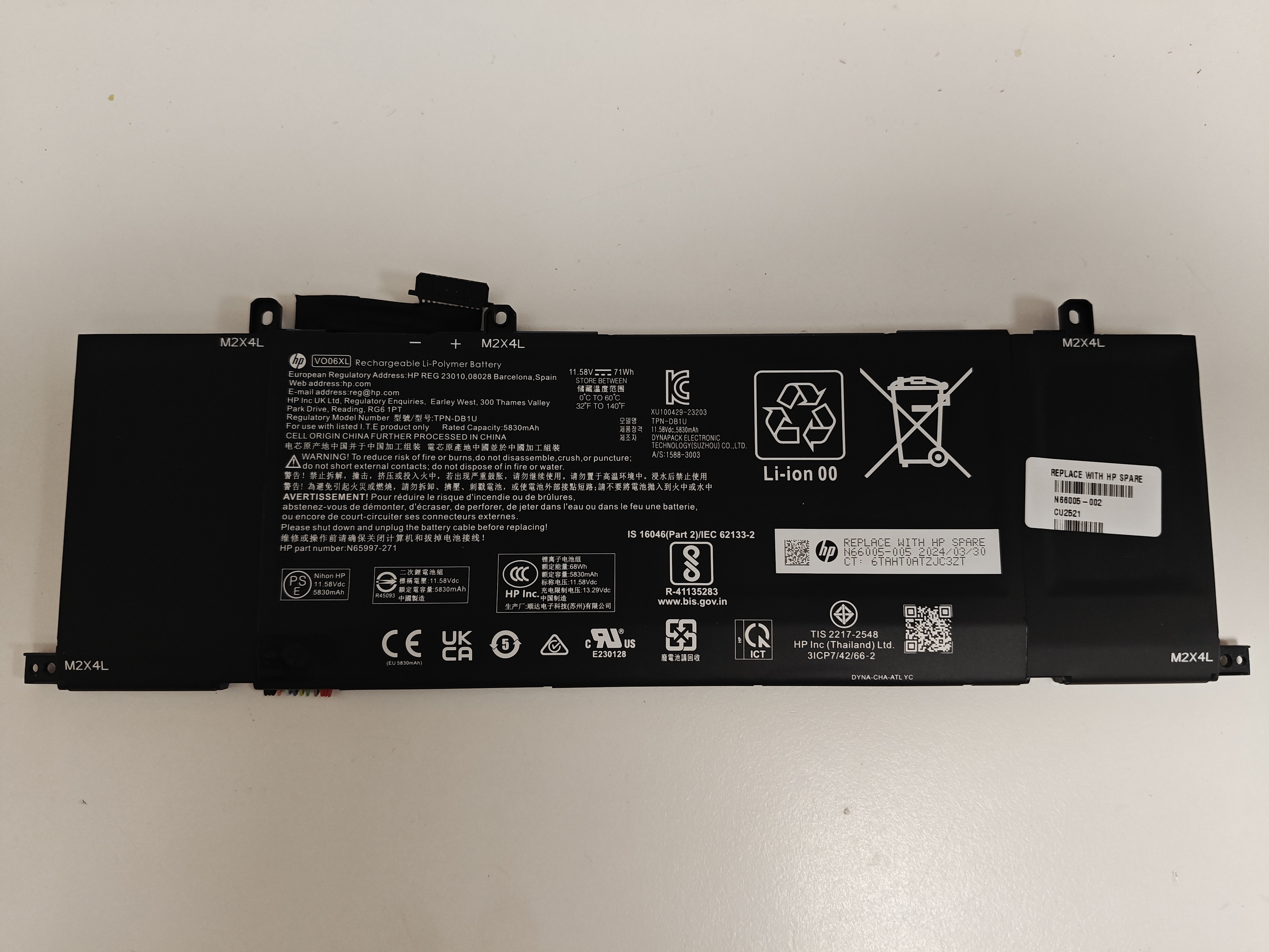 Baterie Laptop, HP, Omen Transcend 14-FB, 14T-FB, TPN-Q297, N66005-002, N66005-005, N659972-271, TPN-DB1U, VO06071XL, 3ICP7/42/66-2, VO06XL, 11,58V, 5830mAh, 71Wh