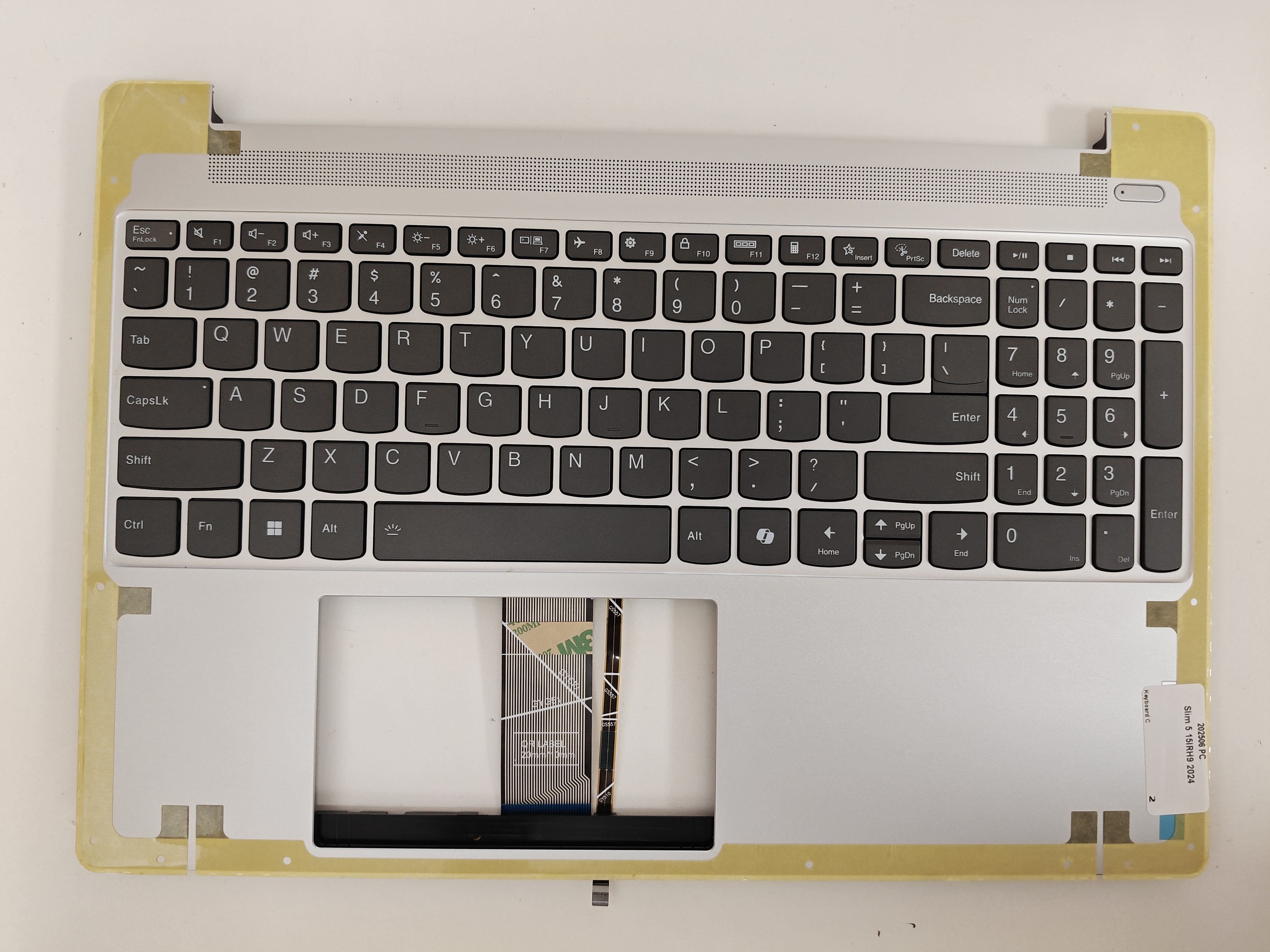 Carcasa superioara cu tastatura palmrest Laptop, Lenovo, IdeaPad Slim 5 15IRH9R Type 83J6, 5CB1N78885, 71001J38028, iluminata, Cloud Grey, layout US