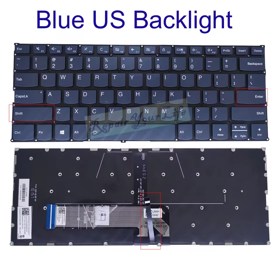 Tastatura Laptop, Lenovo, Yoga 6-13ARE05 Type 82FN, iluminata, albastra, layout US