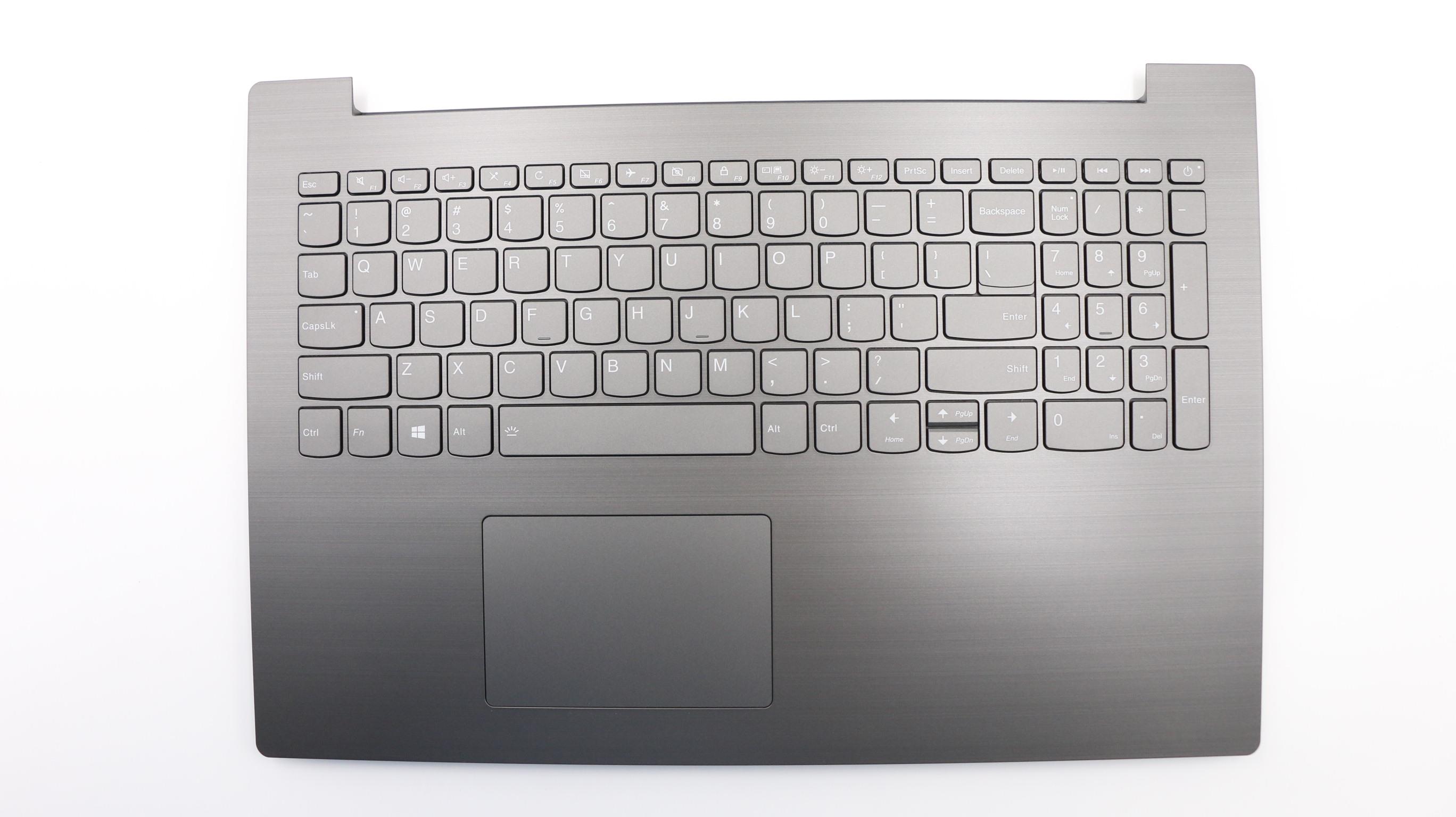 Carcasa superioara cu tastatura palmrest Laptop, Lenovo, IdeaPad 330-15ICH Type 81FX, 5CB0R58647, 5CB0R47036, AP17P000110, AM17P000200, DG521, Iron Grey, iluminata, layout US