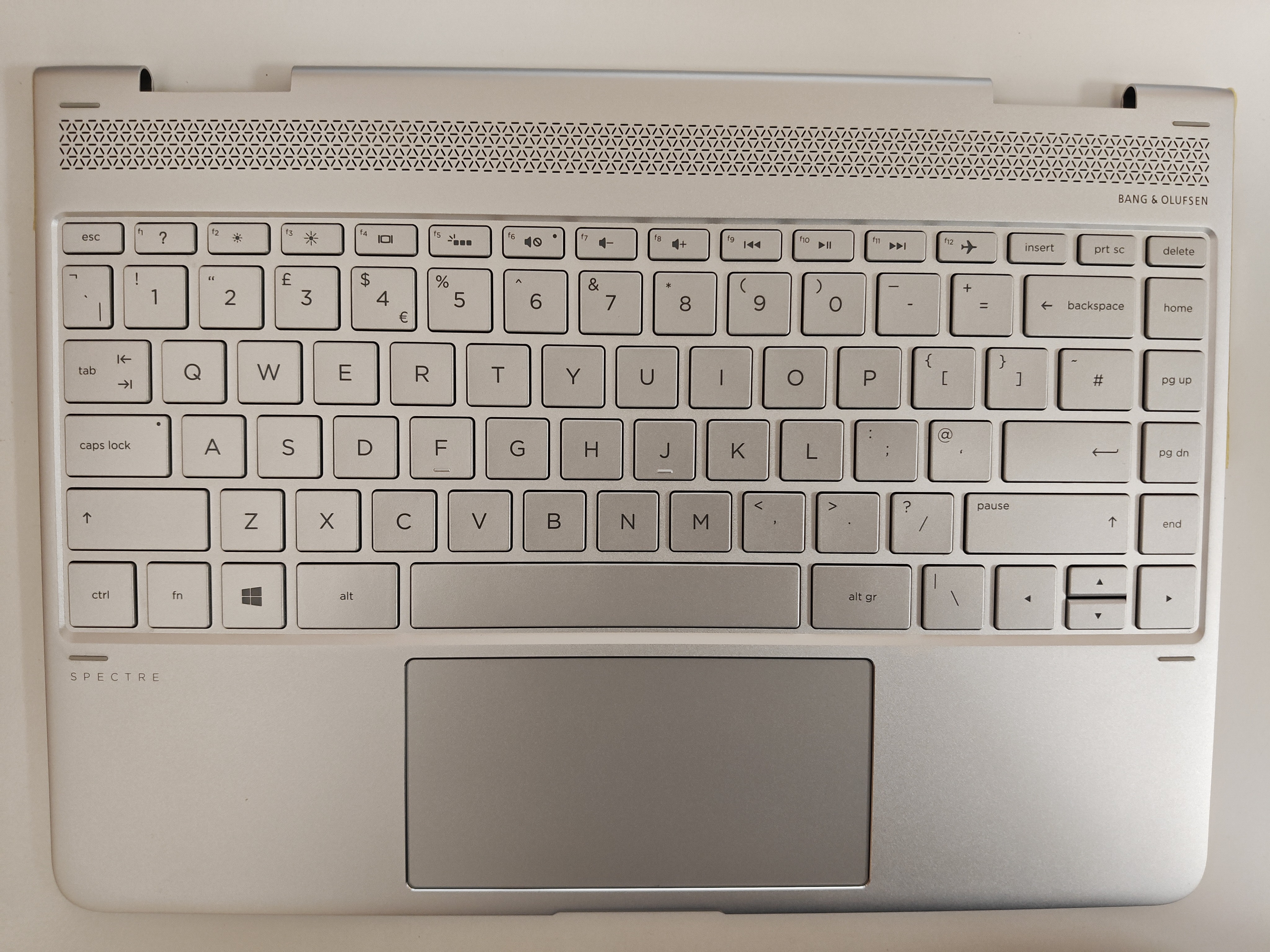 Carcasa superioara cu tastatura palmrest Laptop, HP, Spectre X360 13-AC, 13T-AC, 918027-001, KEQ4AX31TATP00, iluminata, argintie, layout UK