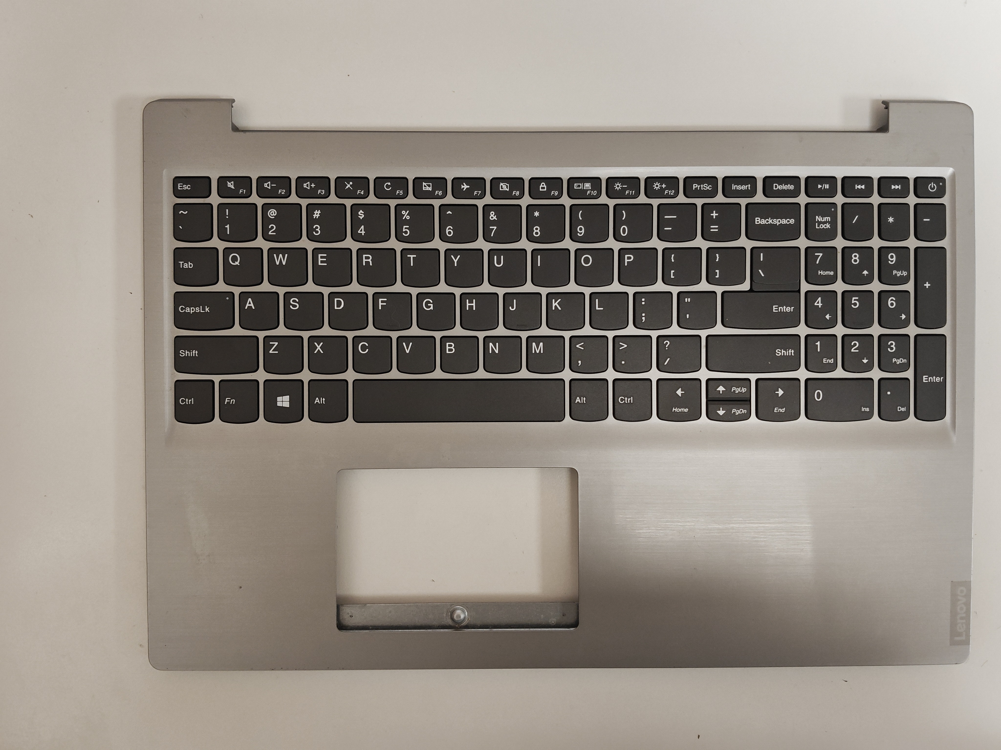 Carcasa superioara cu tastatura palmrest Laptop, Lenovo, IdeaPad S145-15IKB Type 81VD, 81XM, 5CB0S16761, FS540, AP1A4000610, AM1A4000700, argintie, fara touchpad, layout US