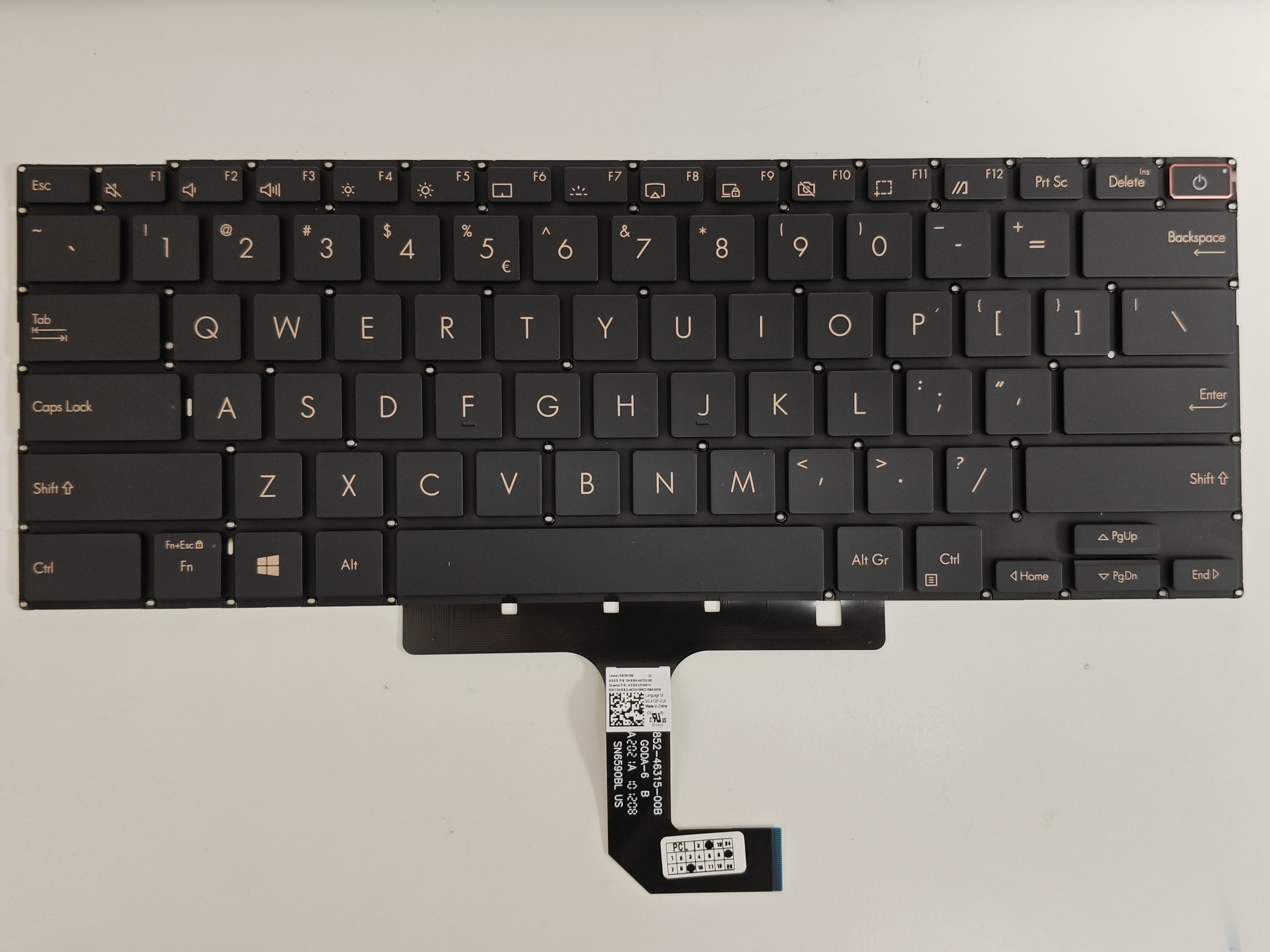Tastatura Laptop, Asus, Zenbook S UX393E, UX393EA, UX393J, UX393JA, iluminata, neagra, layout US