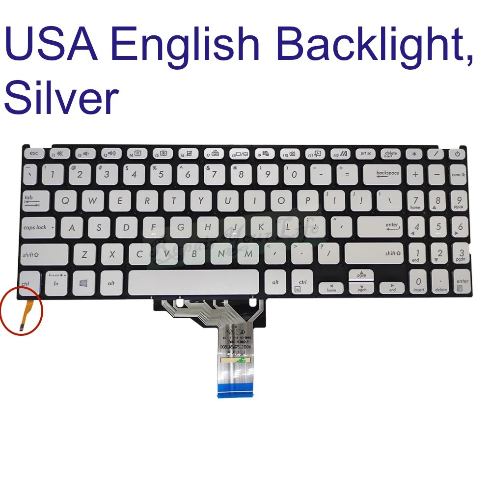 Tastatura Laptop, Asus, ExpertBook P1 P1512C, P1512CEA, iluminata, argintie, layout US