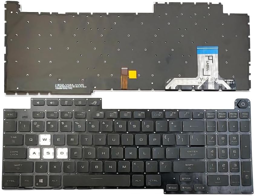 Tastatura Laptop Gaming, Asus, ROG Strix G17 G713P, G713PV, G713PI, G713PU, iluminata, RGB, 16 pini, neagra, layout US