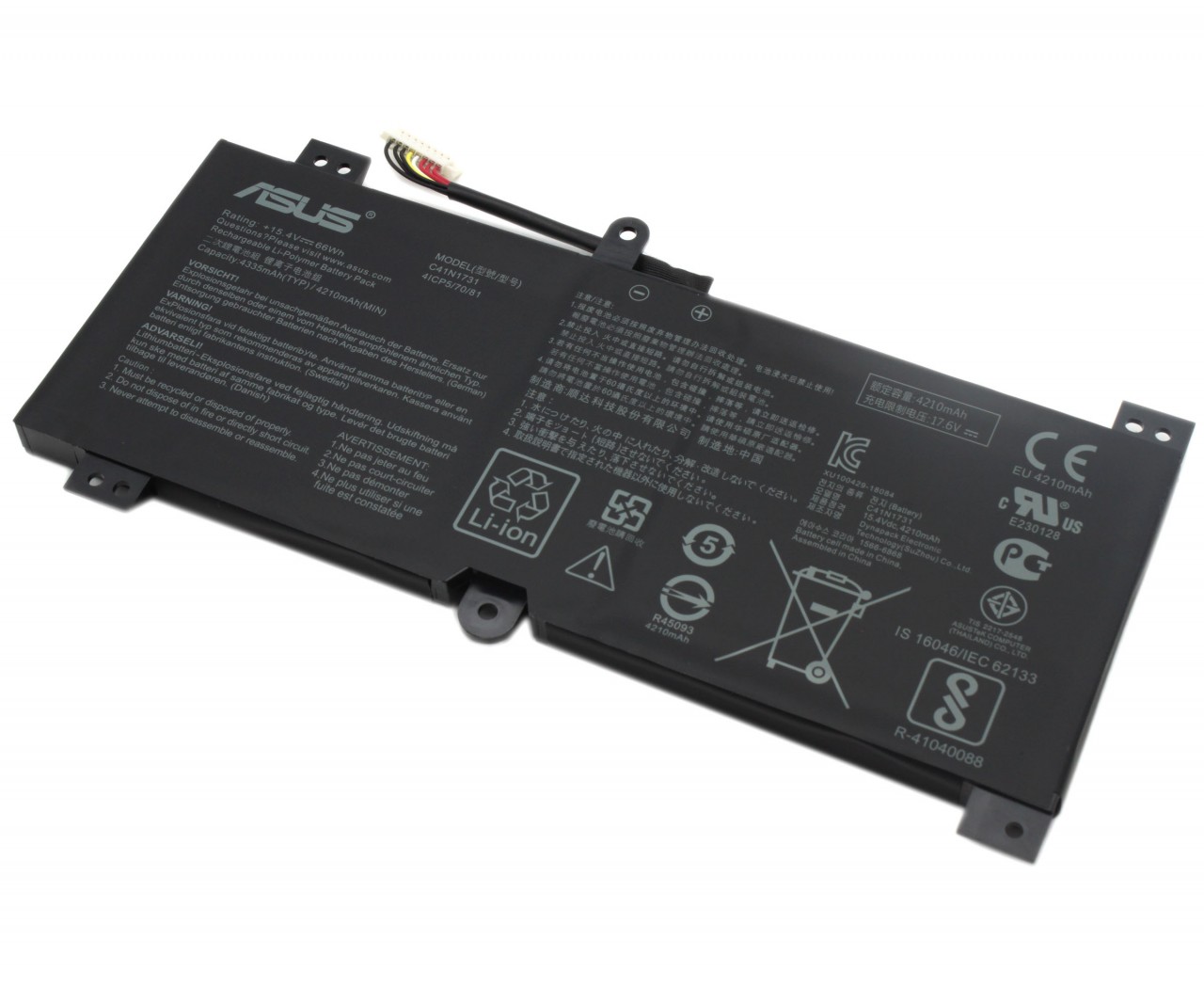 Baterie Laptop Gaming, Asus, ROG Strix Scar II GL764G, GL764GV, GL764GW, 0B200-02940000, 4ICP5/70/81, C41N1731, 15.4V, 4335 mAh, 66Wh