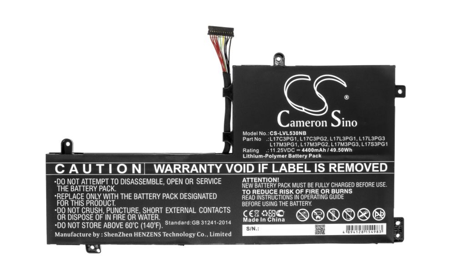 Baterie compatibila Laptop, Lenovo, Legion Y7000 2019 Type 21NS, 11.25V, 4400mAh, 49.50Wh