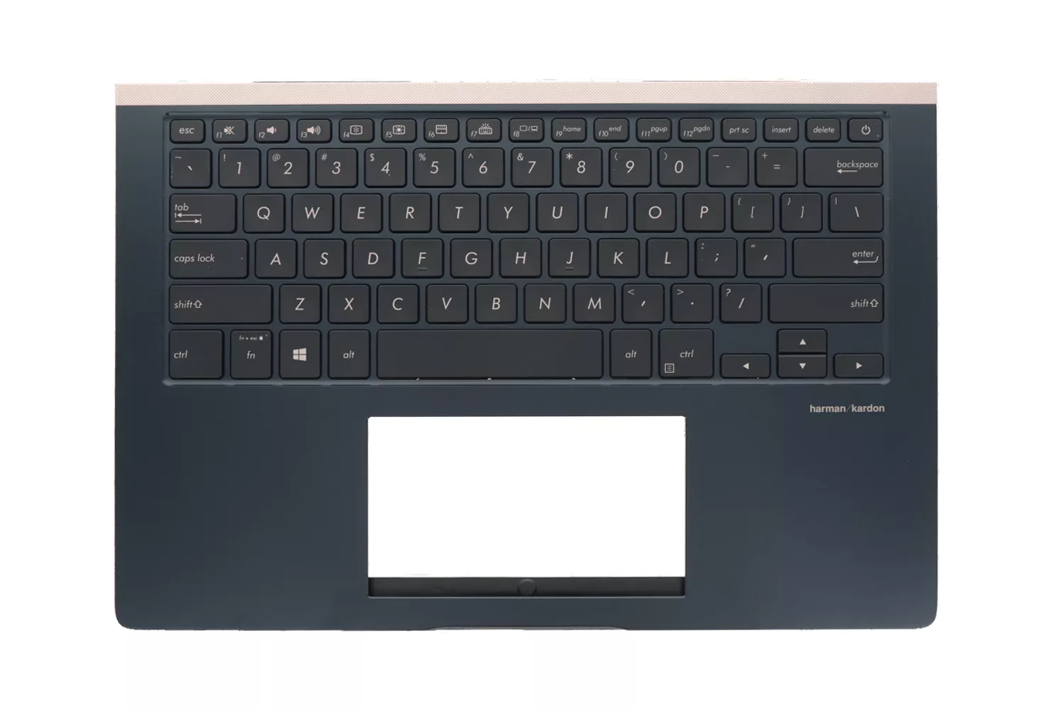 Carcasa superioara cu tastatura palmrest Asus, ZenBook Pro 14 UX480F, UX480FD, 90NB0JT1-R30US0, 13N1-5SA0211, 13NB0JT0P0, UX450FDX-1A, iluminata, albastru inchis, layout US