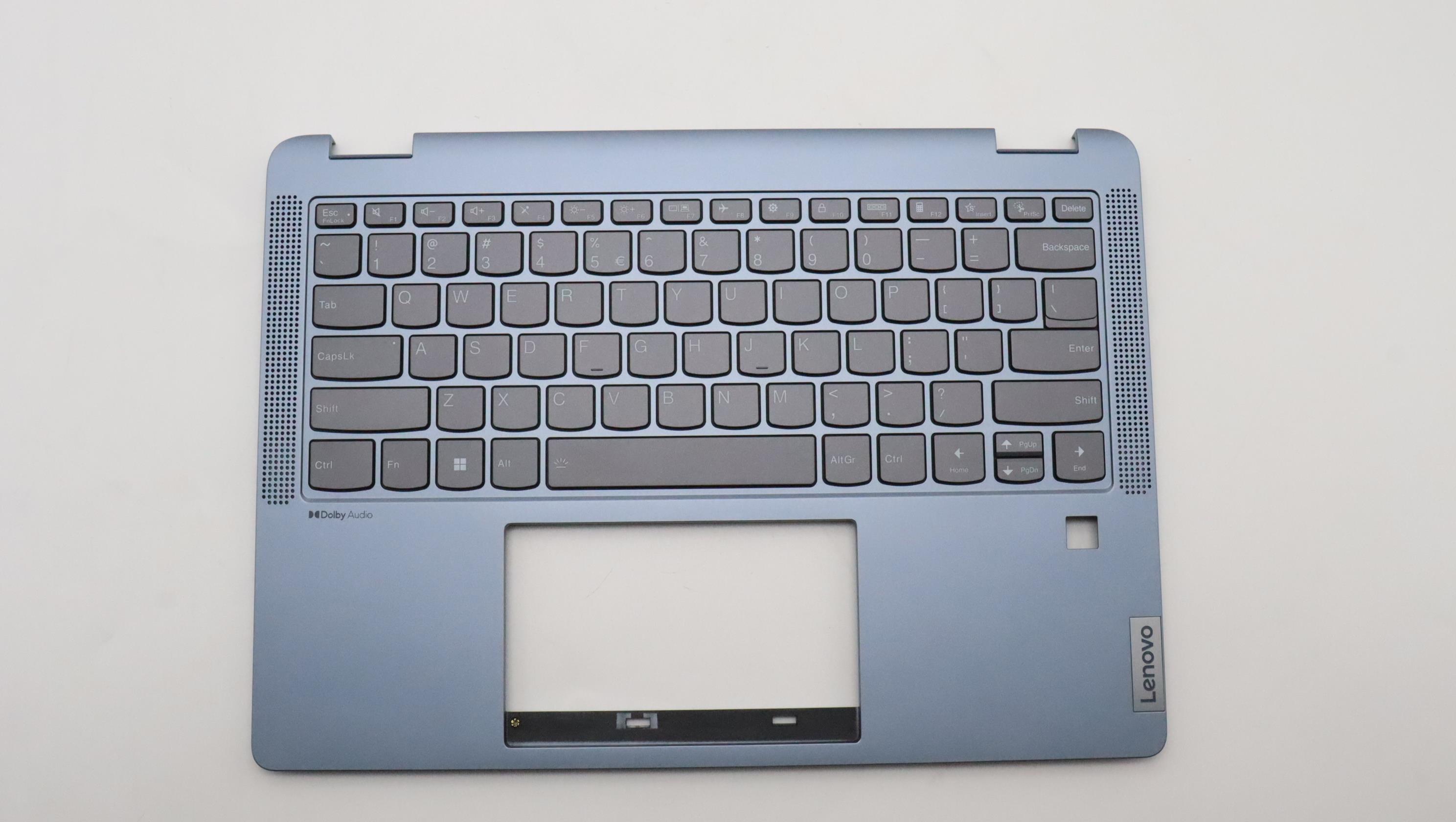 Carcasa superioara cu tastatura palmrest Laptop, Lenovo, Flex 5 14IAU7 Type 82R7, 82TA, 5CB1H72376, 5CB1H72406, 4600RE0D0002, Stone Blue, iluminata, fingerprint, layout US