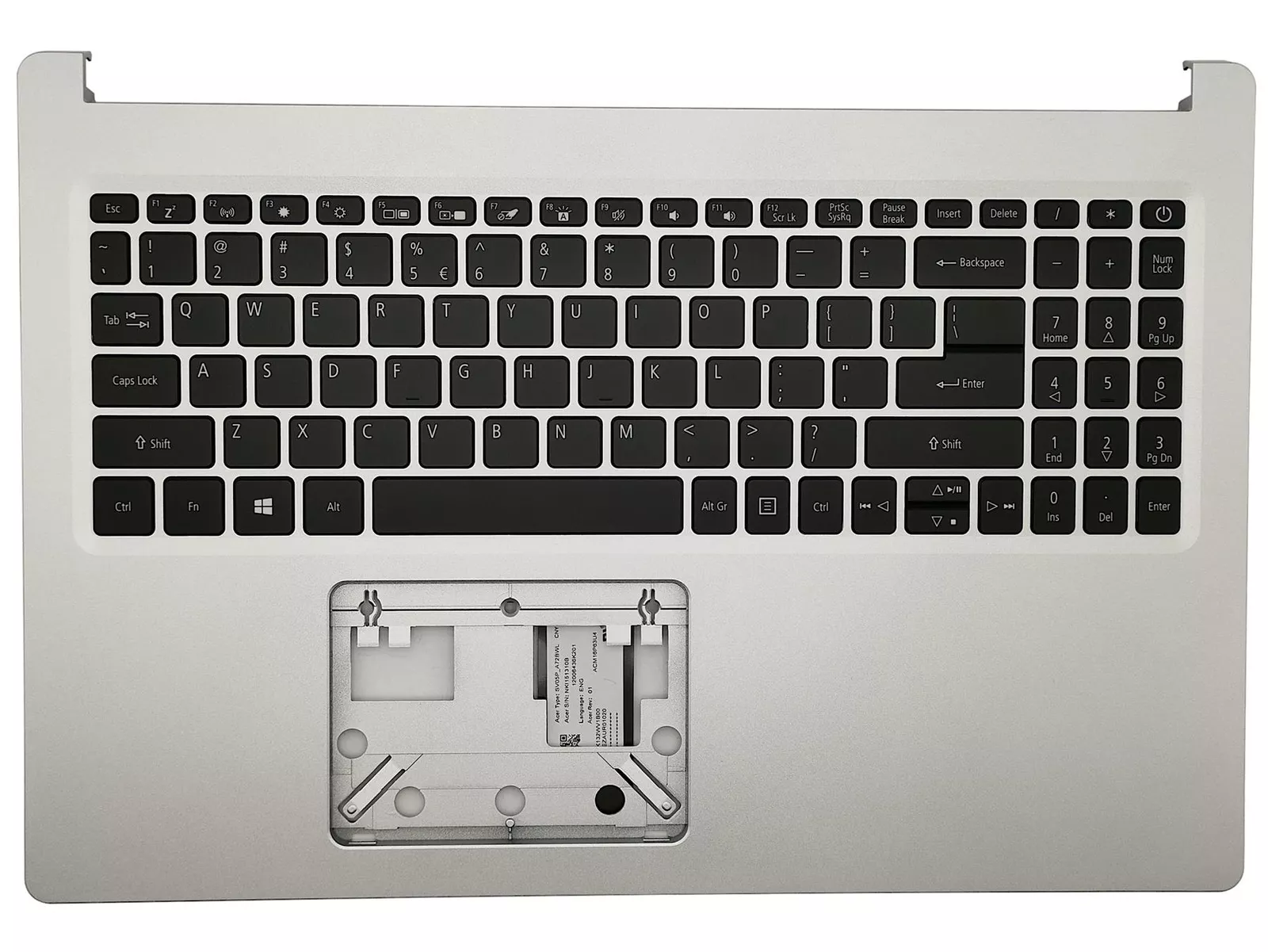 Carcasa superioara cu tastatura palmrest Laptop, Acer, ChromeBook Spin 311 CP311-2H, 6B.HSPN7.030, EAZAU00202A, iluminata, argintie, layout US