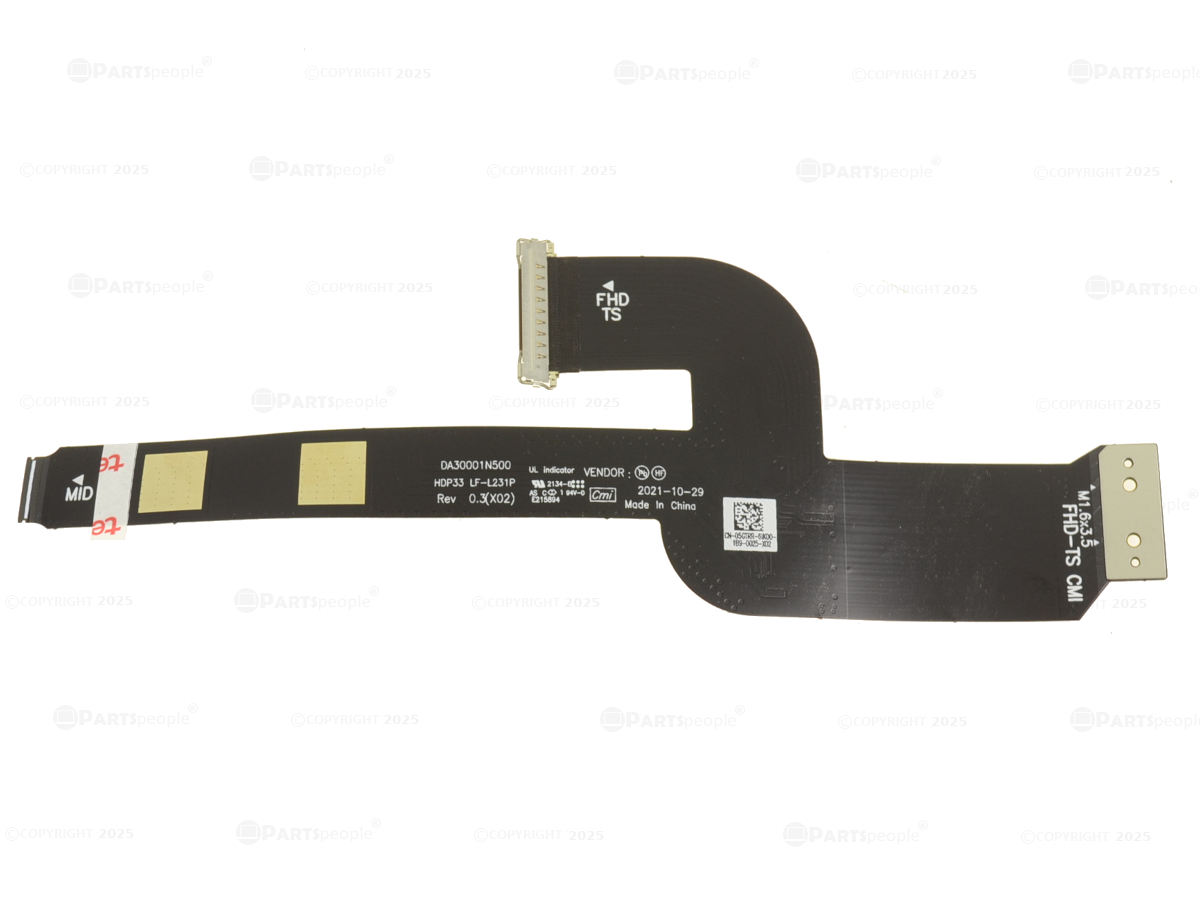 Cablu video LVDS Laptop, Dell, XPS 13 9315, P153G, P153G001, 5GTRR, 05GTRR, LF-L231P, HDP33, DA30001N500, rezolutie 19200x1200, FHD+, touchscreen
